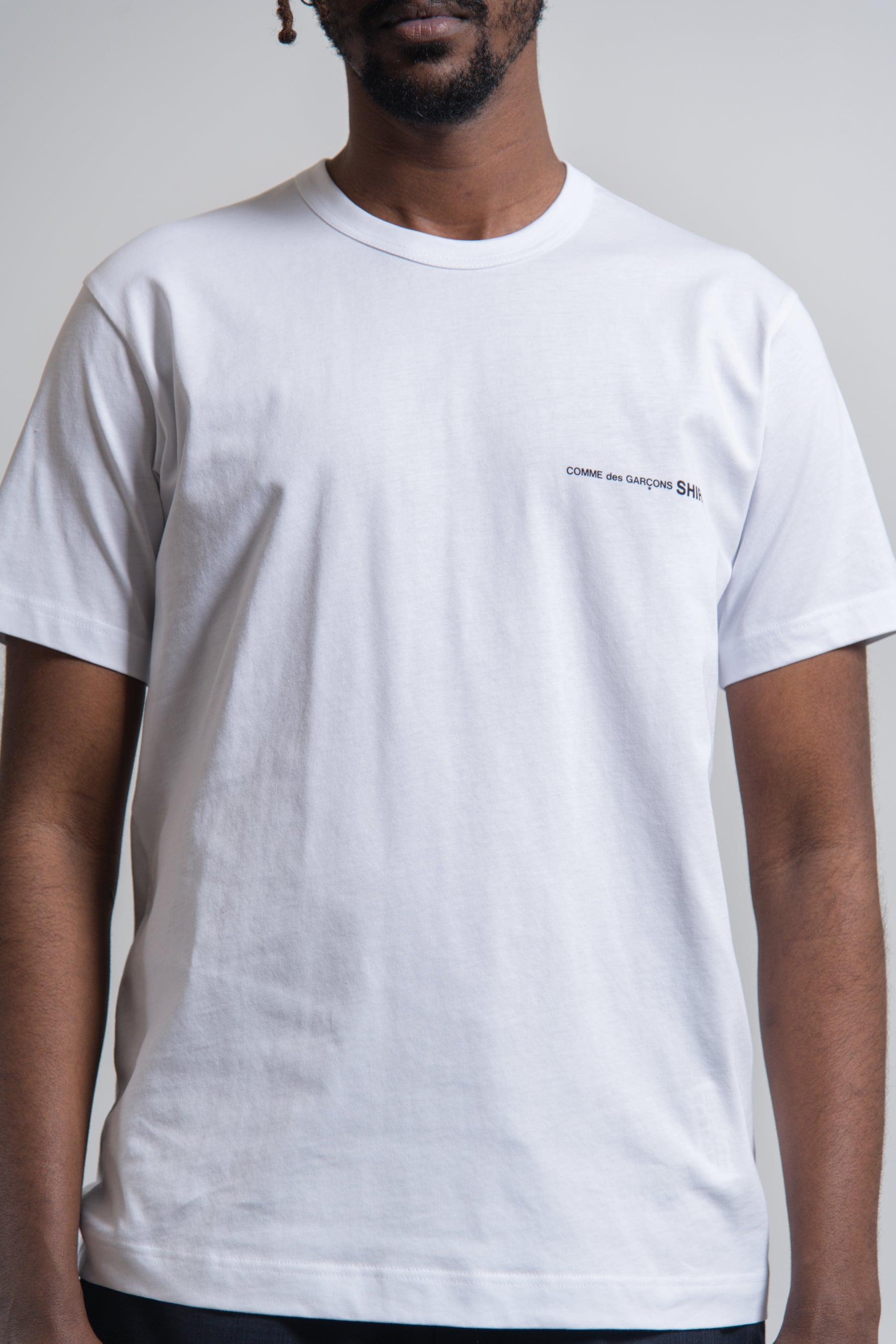 Short Sleeve Chest Print Logo Tee White T018