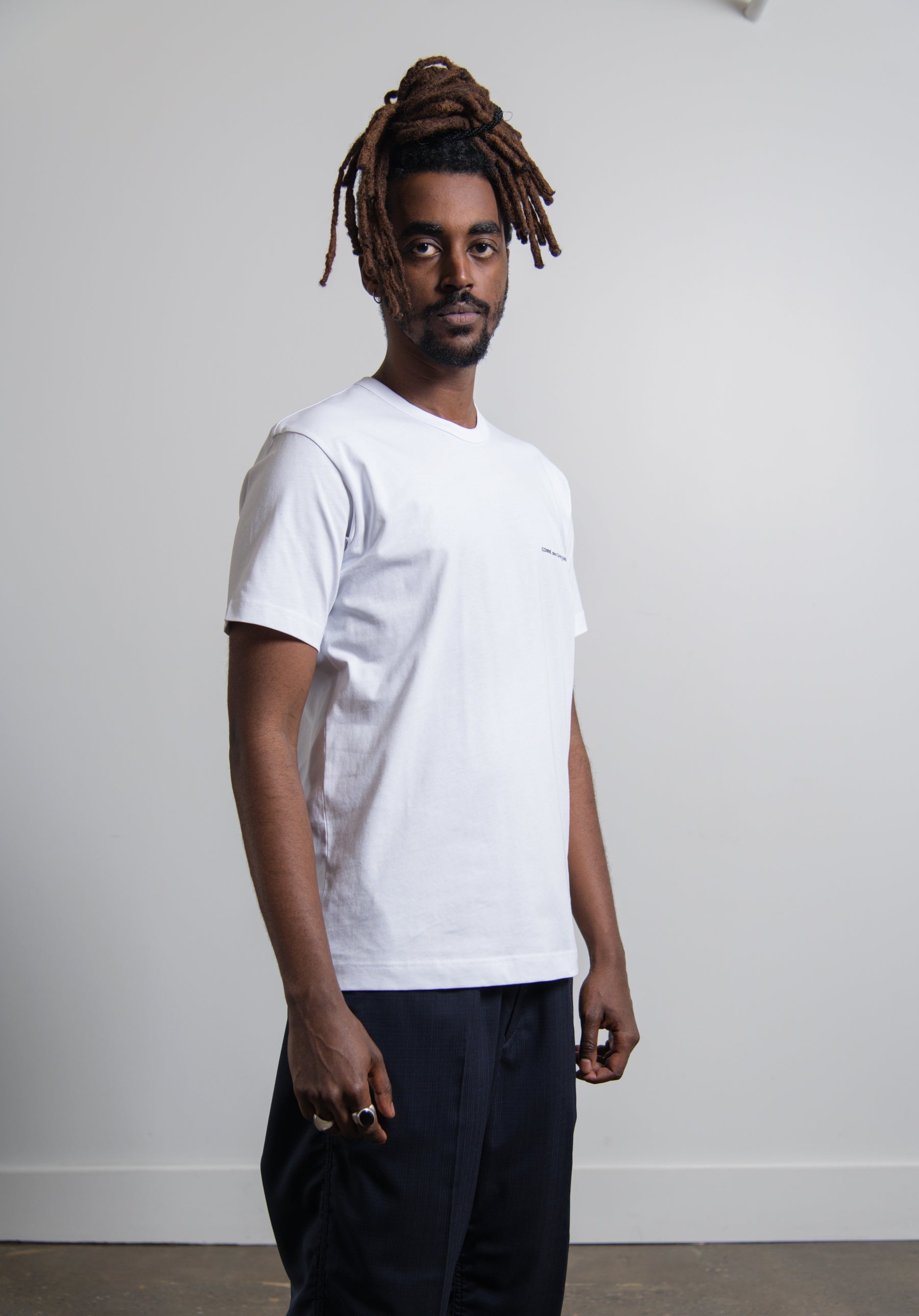 Short Sleeve Chest Print Logo Tee White T018