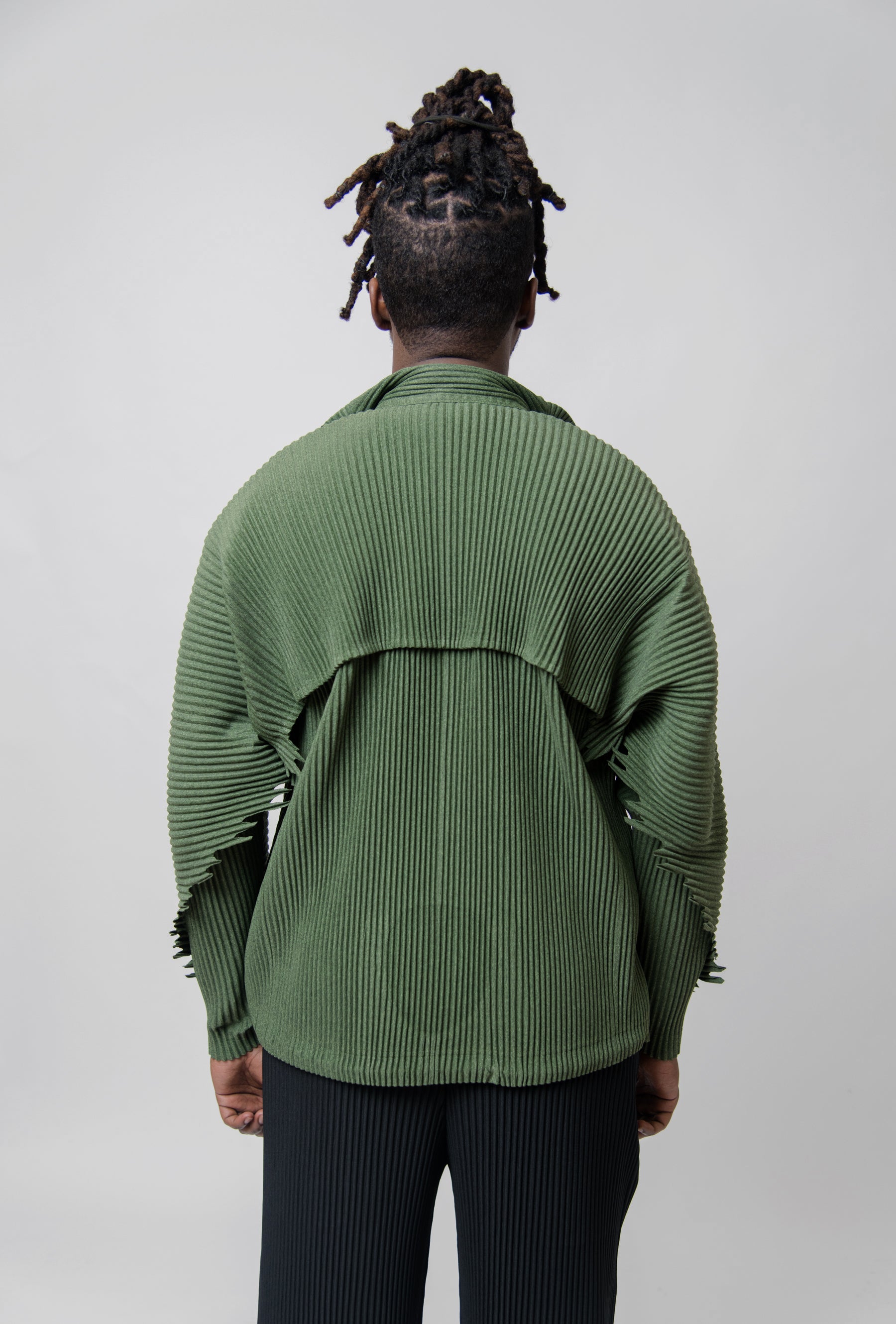 Serrate Pleated Zip Jacket Green JC180-62