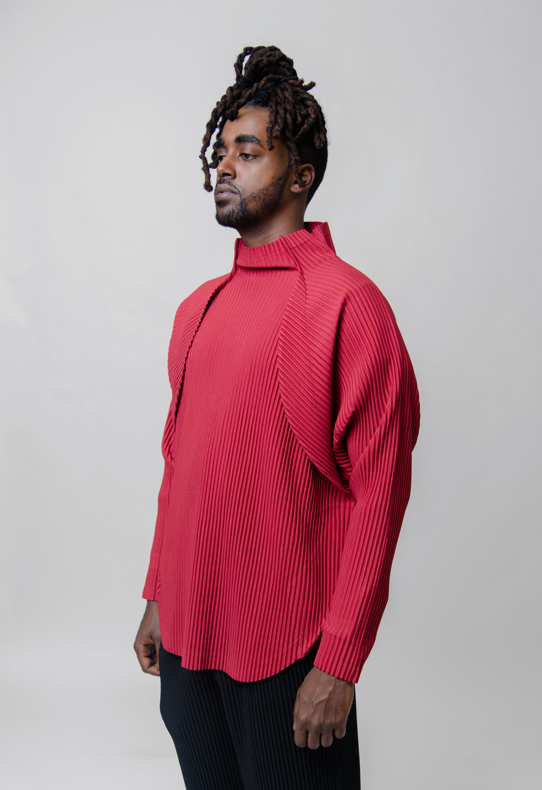 Vase Pleated Pullover Sweater Plum Red JK142-27