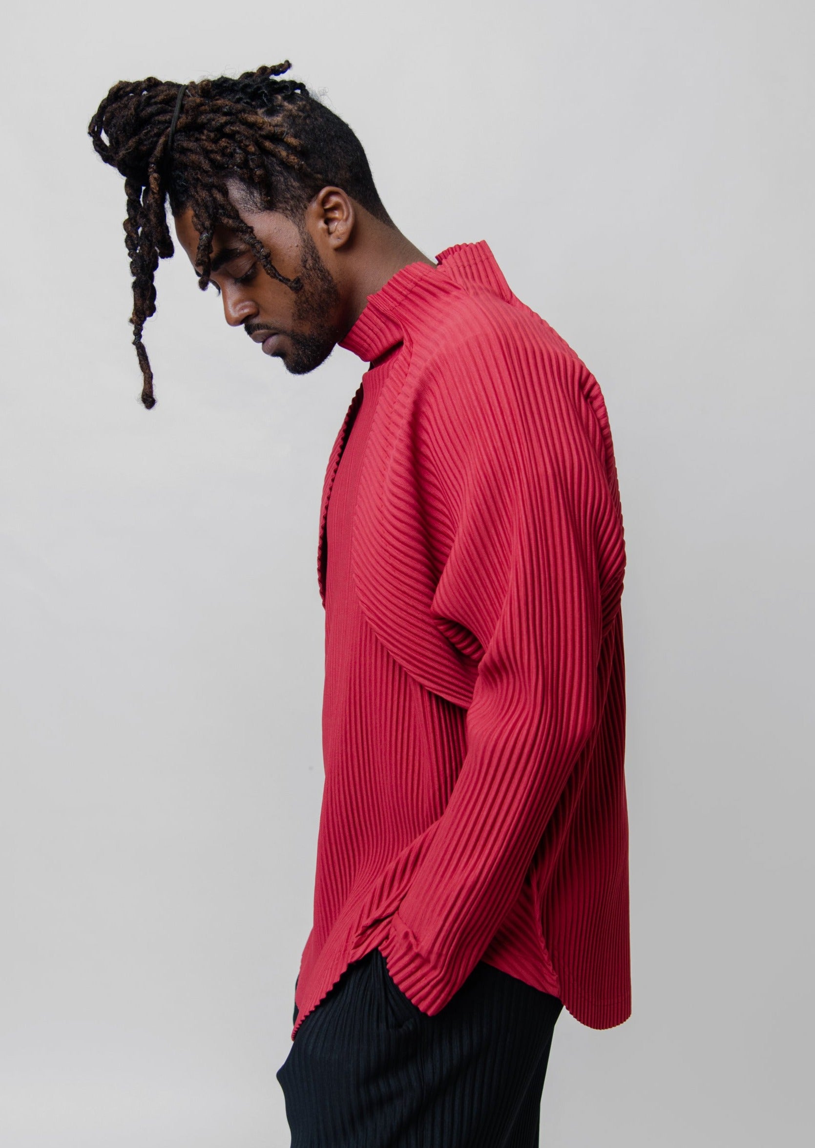 Vase Pleated Pullover Sweater Plum Red JK142-27