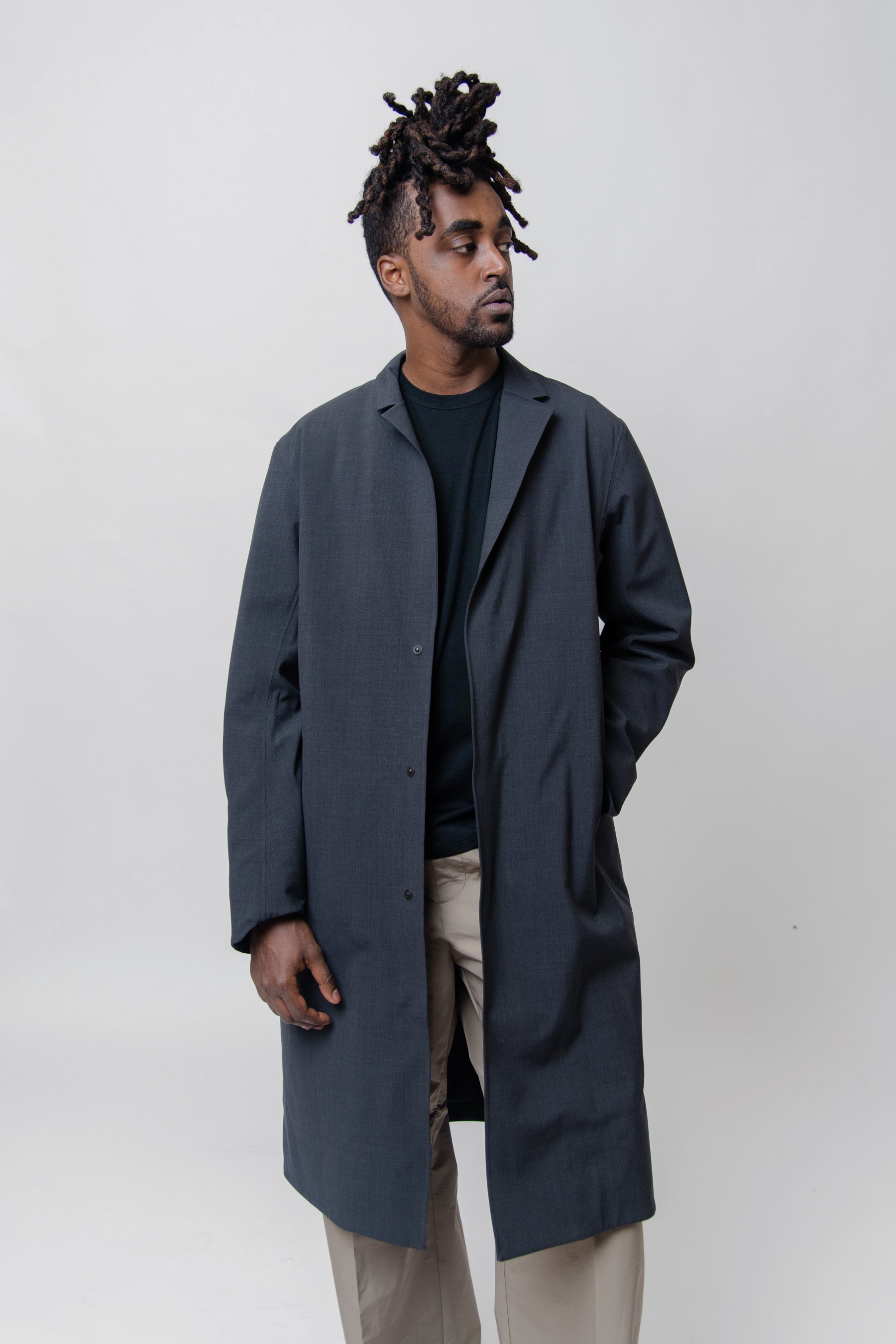 Lenan Insulated Tech Wool Topcoat Black Heather – NOMAD