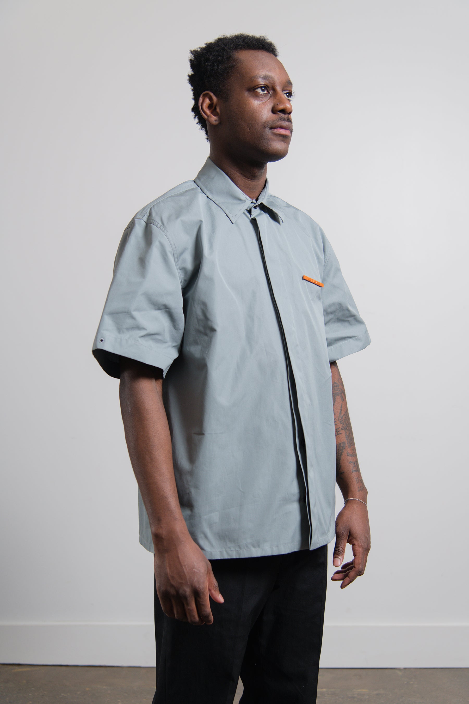 Short Sleeve Pin Shirt Grey