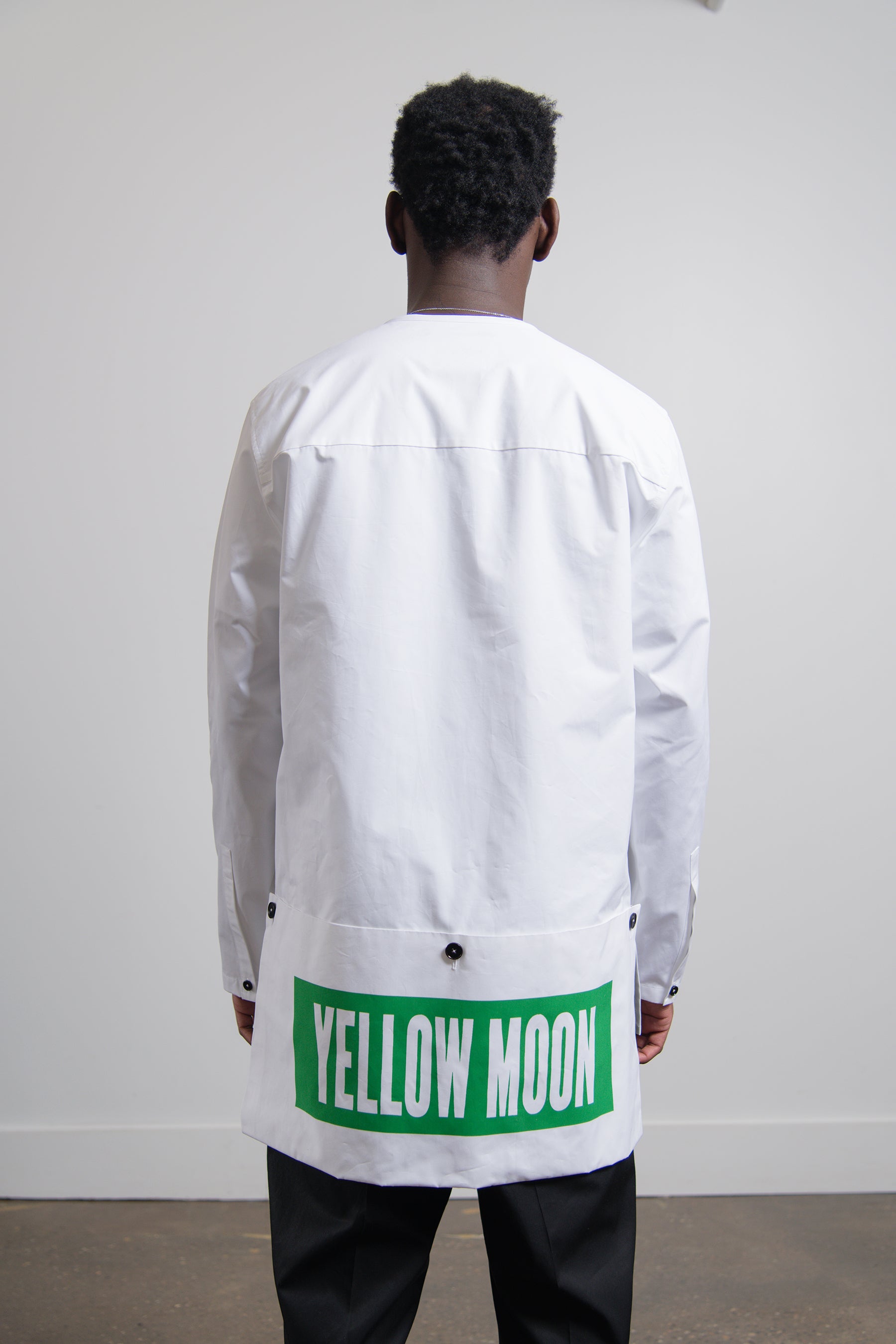 Heavy Organic Cotton Poplin Print Shirt White