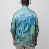 Printed Button-Up Shirt Sage Green/Light Blue SHIR000651