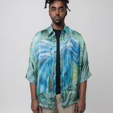 Printed Button-Up Shirt Sage Green/Light Blue SHIR000651