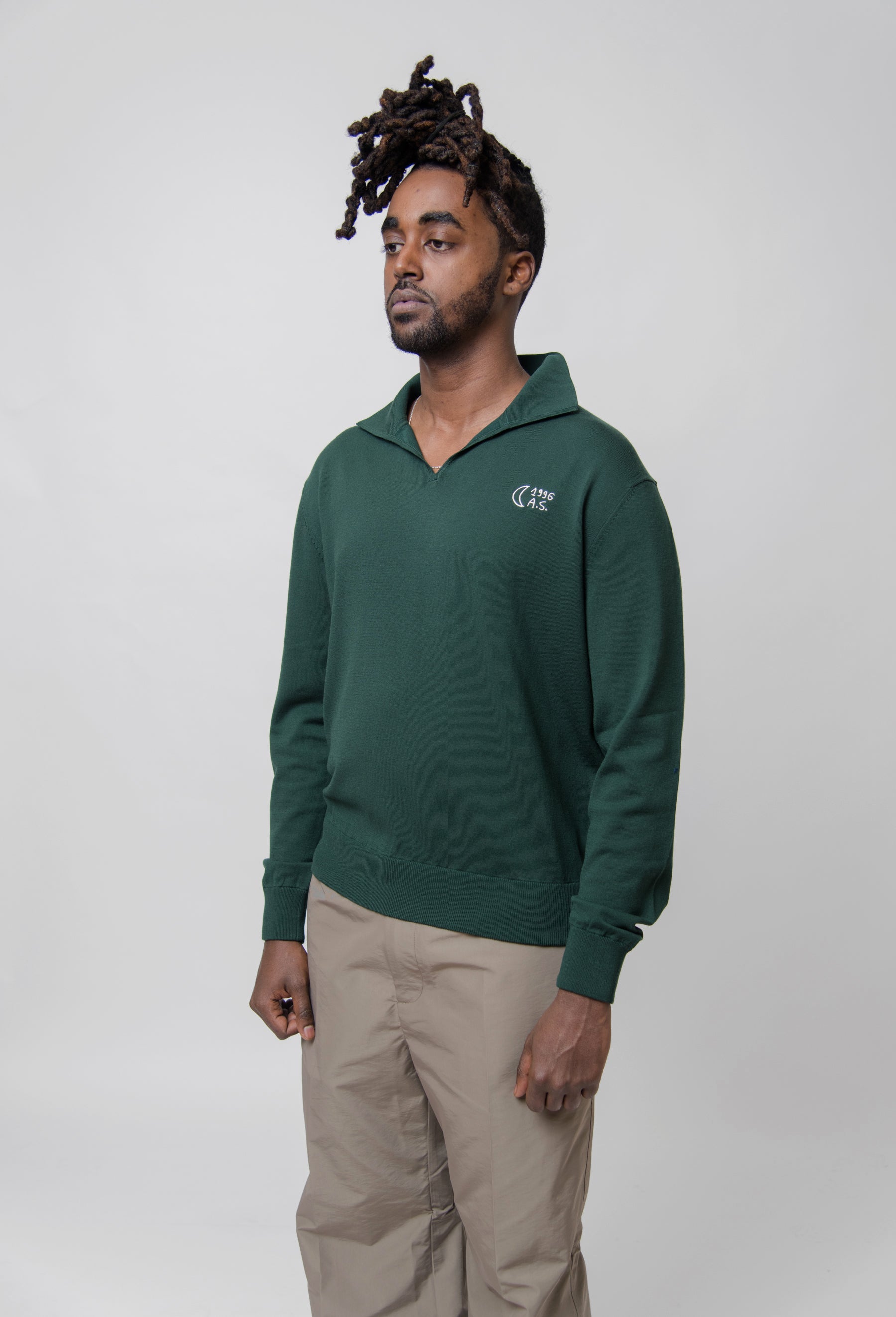 Knit Polo Sweater Forest Green KNIT000402 – NOMAD