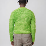 Fluffy V-Neck Sweater Apple Green KNIT000376
