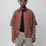 Faded Daisy Print Shirt Dark Red/Grey SHIR000667