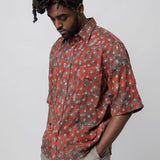 Faded Daisy Print Shirt Dark Red/Grey SHIR000667