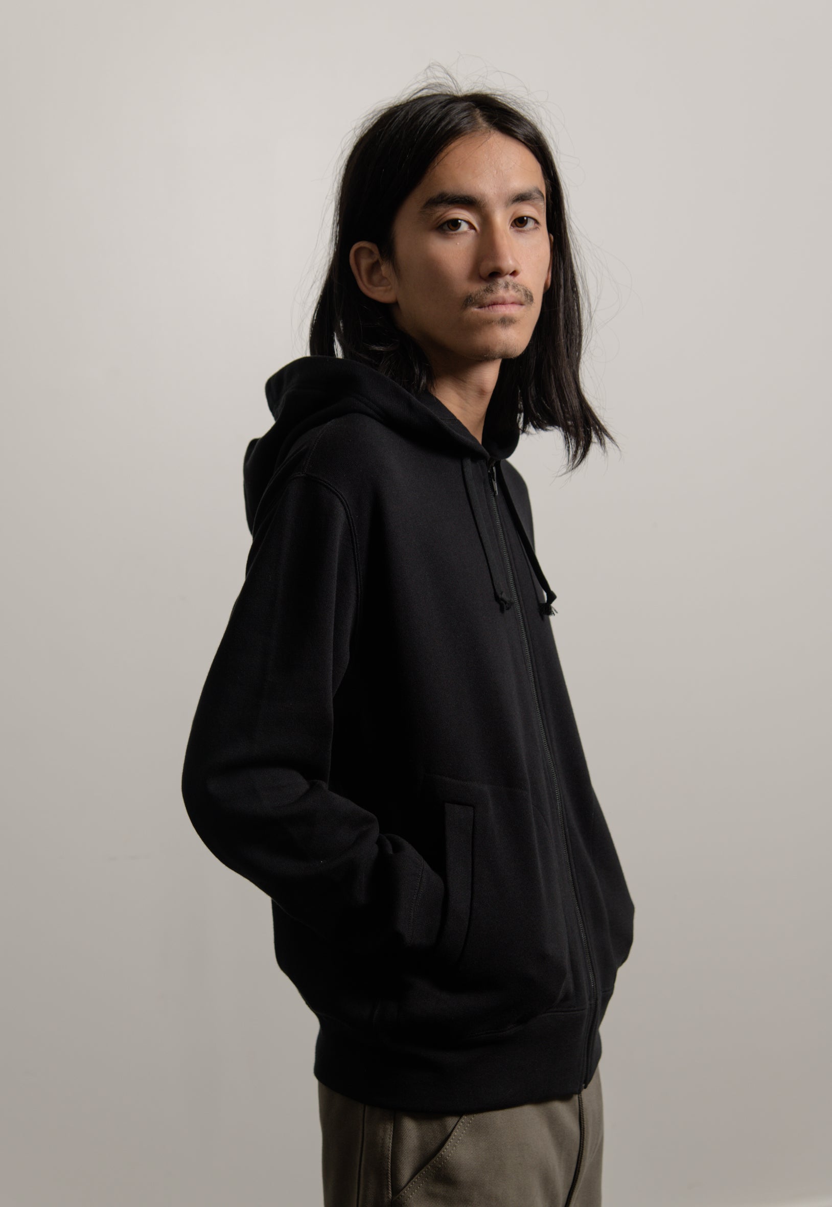 Layered Double Emblem Zip Hoodie Black/Red T294