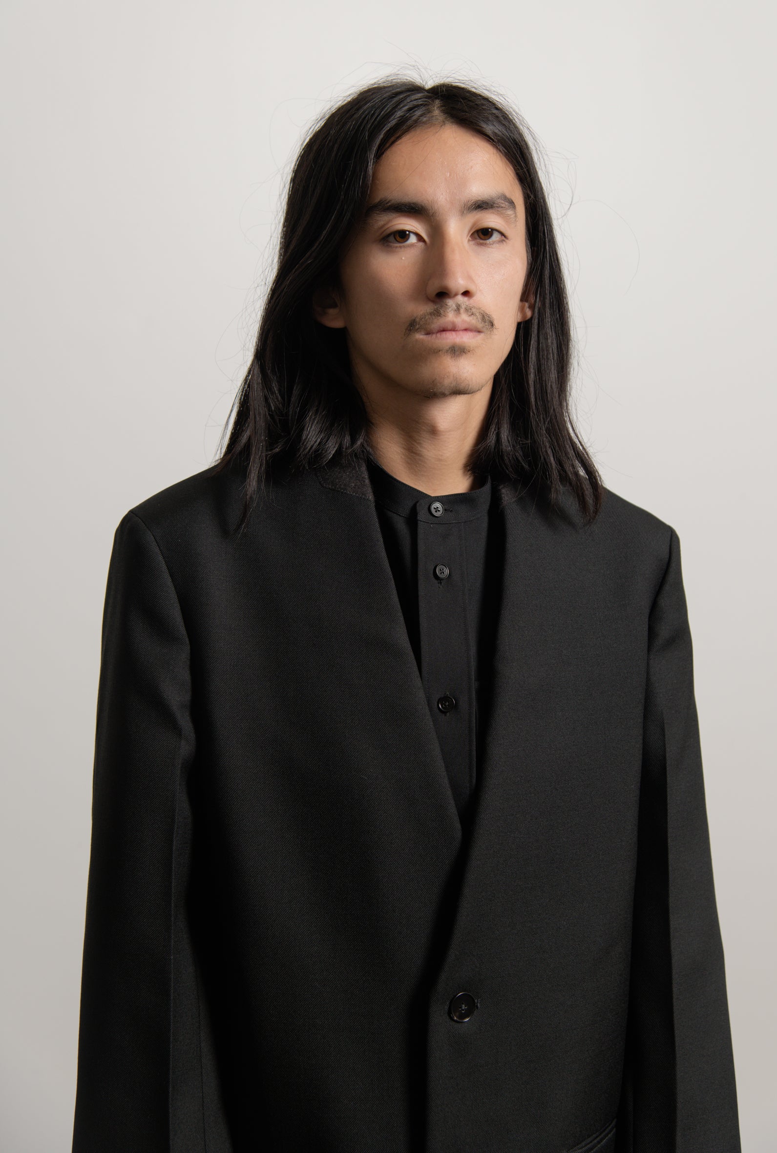 Sharp Wool Serge Coat Black