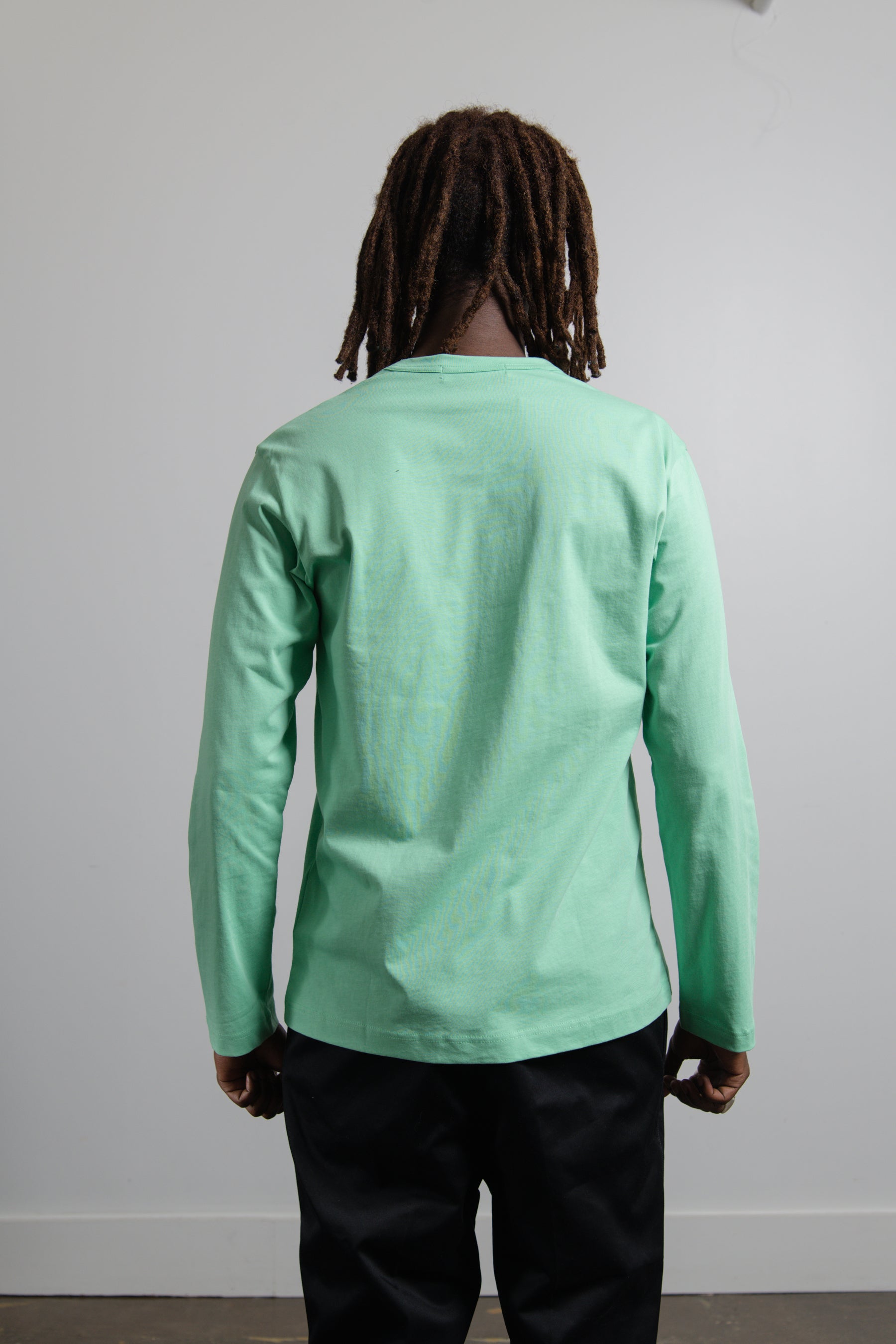 Long Sleeve Chest Print Logo Tee Green T019