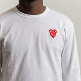 Long Sleeve Layered Double Emblem Tee White/Red T292