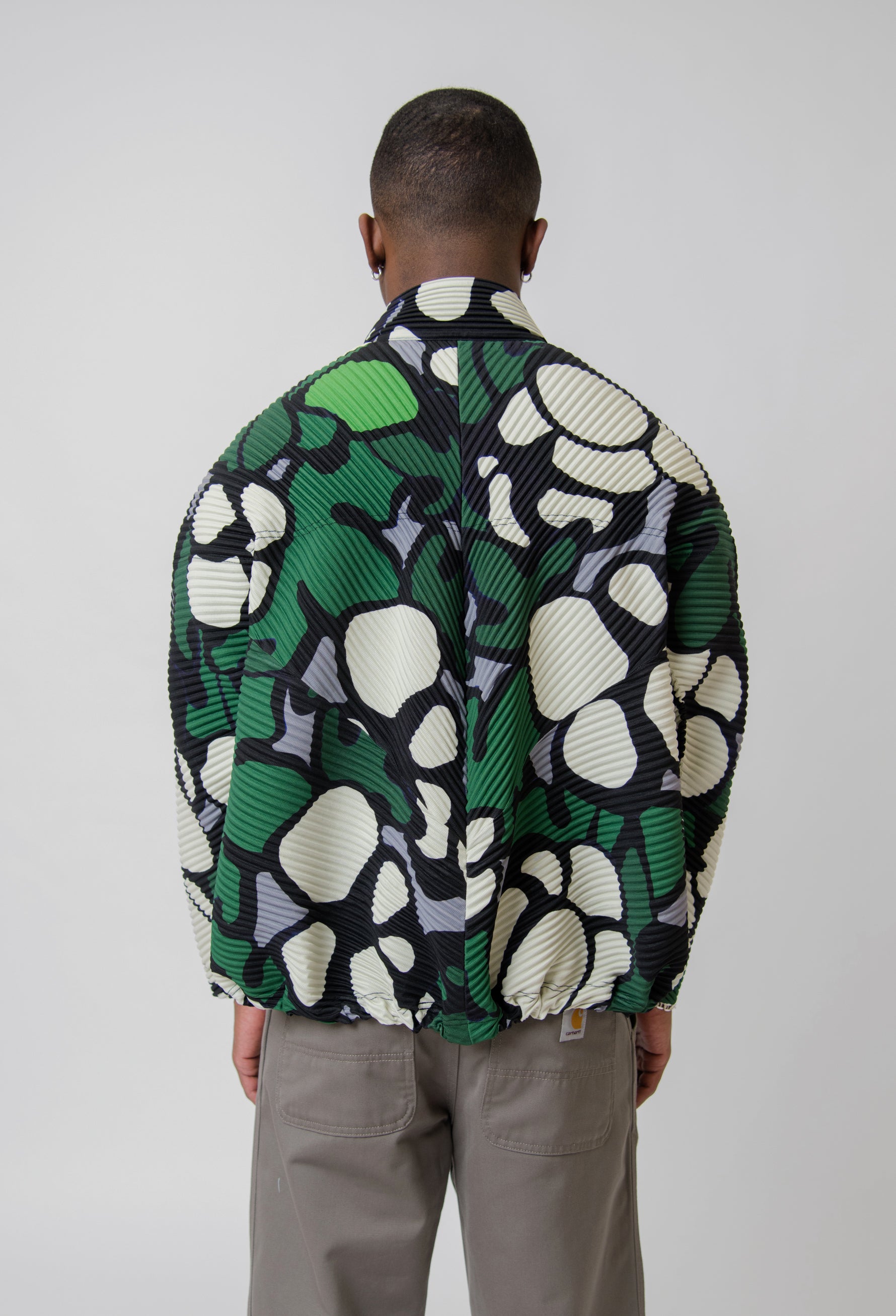 Cotton Boll Print Pleated Jacket White JC160-01