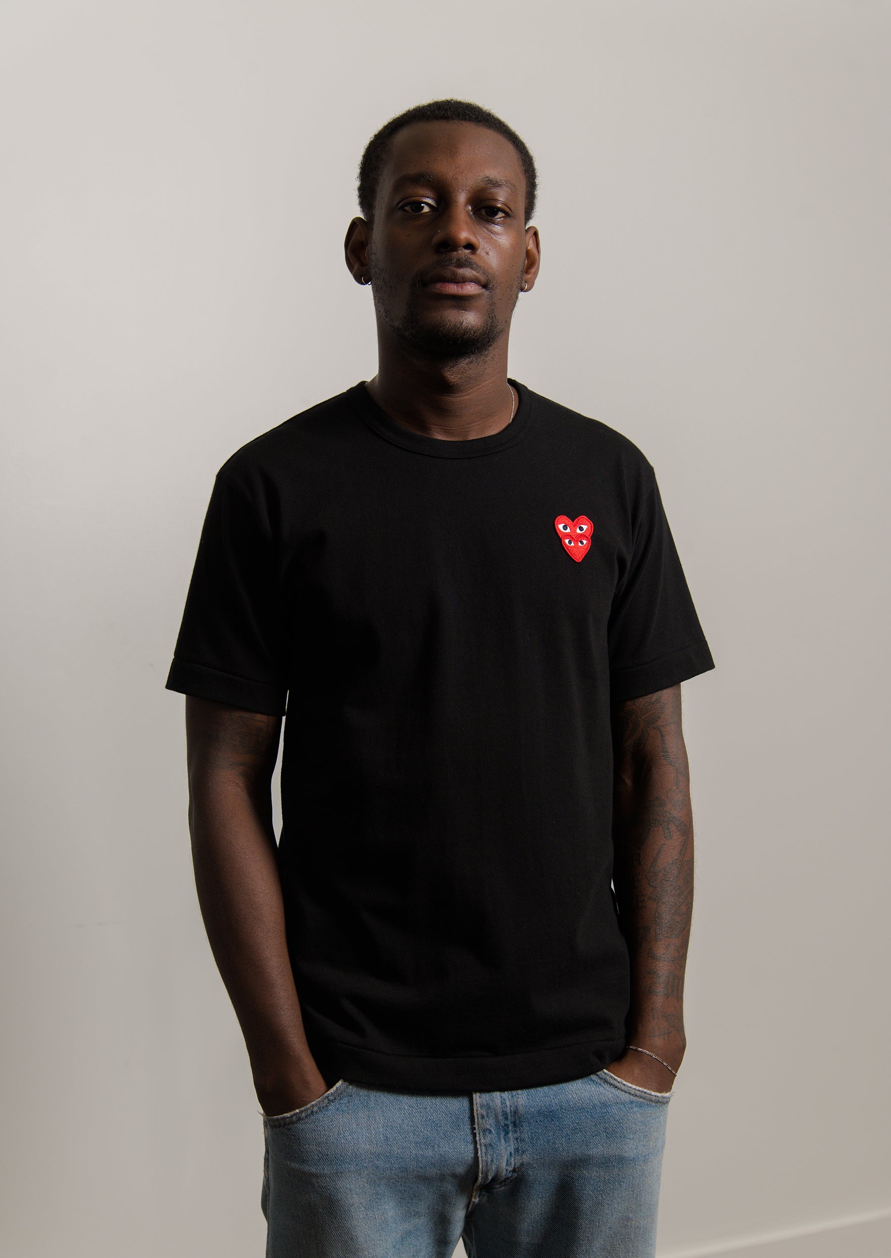 Layered Double Emblem Tee Black/Red T288