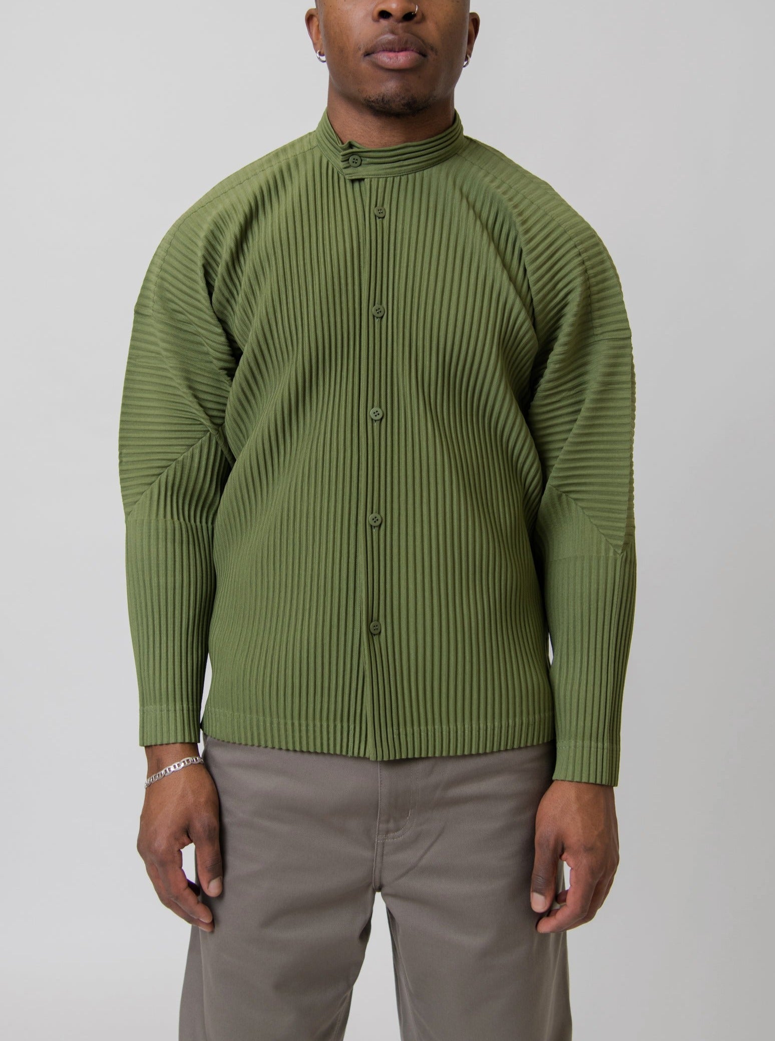 MC March Pleated Shirt Olive Green JJ111-64