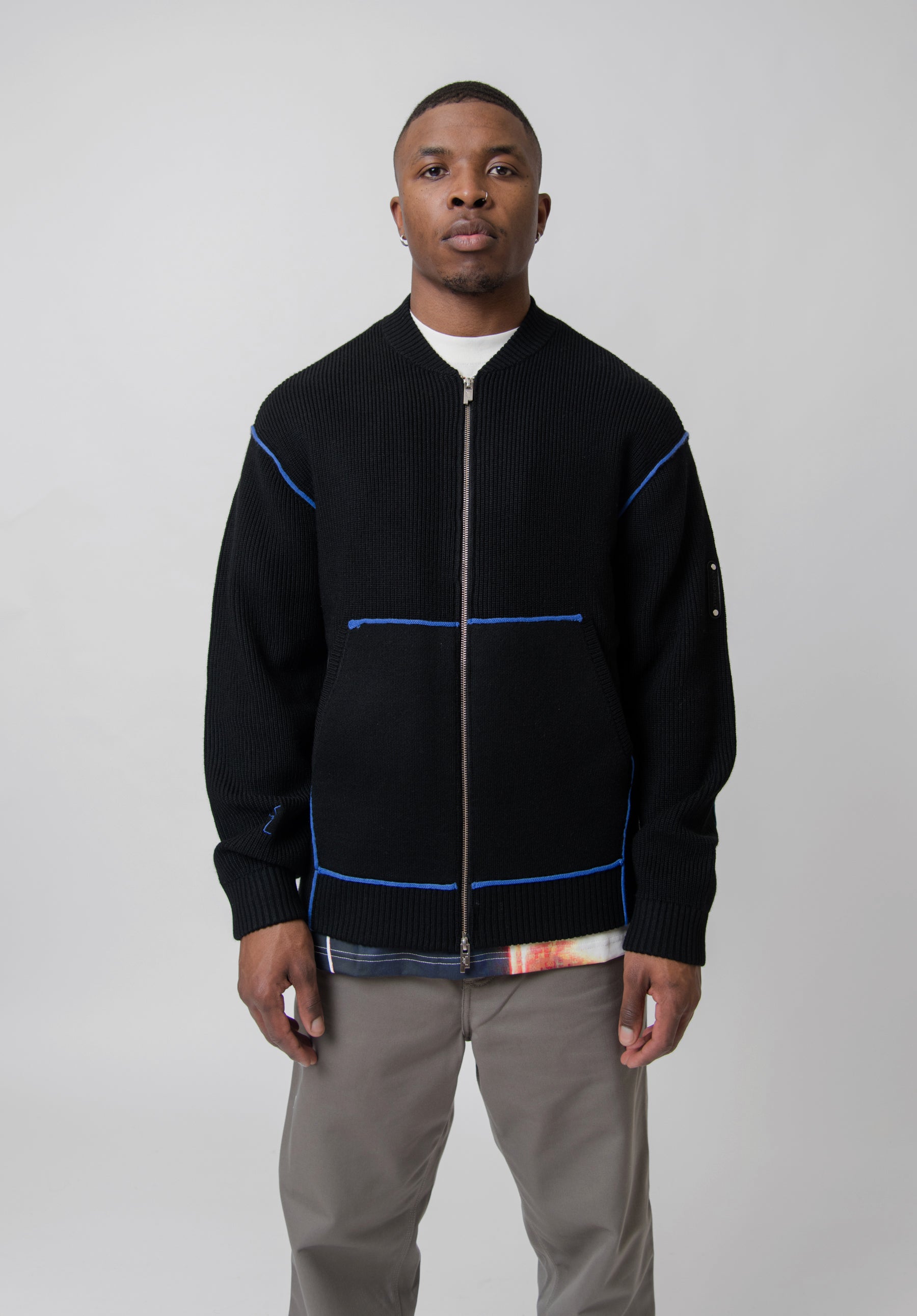 Vertex Knit Bomber Jacket Black