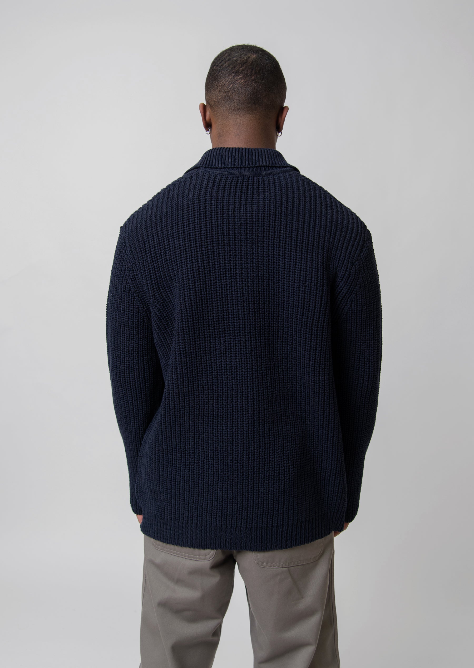 Big Piquet Chunky Knit Sweater Navy