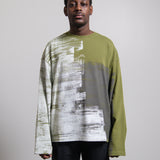 Long Sleeve Brush Stroke Tee Military Green