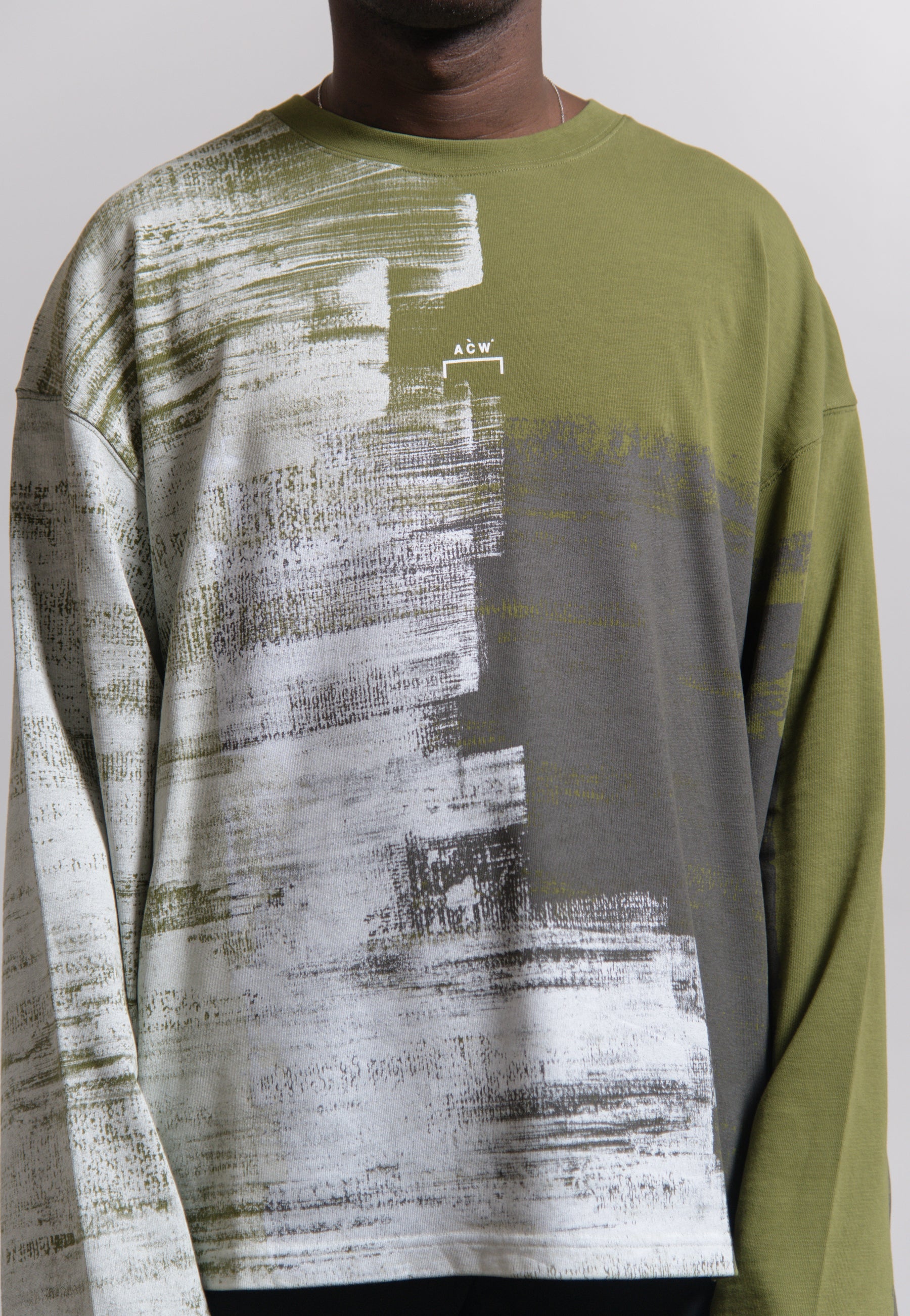 Long Sleeve Brush Stroke Tee Military Green