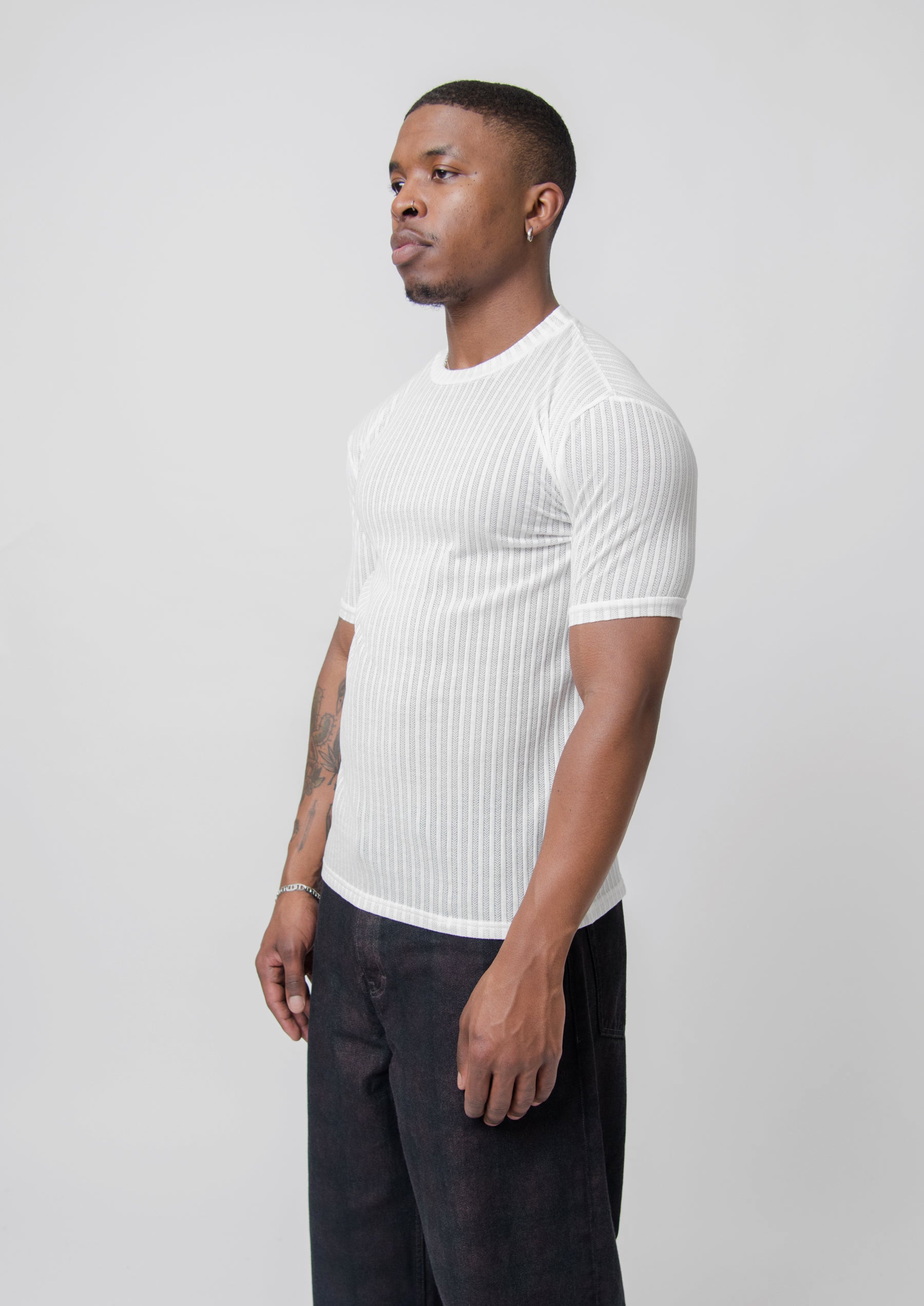 Pinstripe Tee Ivory
