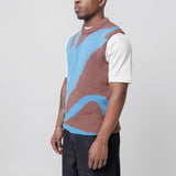 Intarsia Knit Gilet Blue/Brown J22FB0109