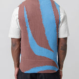 Intarsia Knit Gilet Blue/Brown J22FB0109