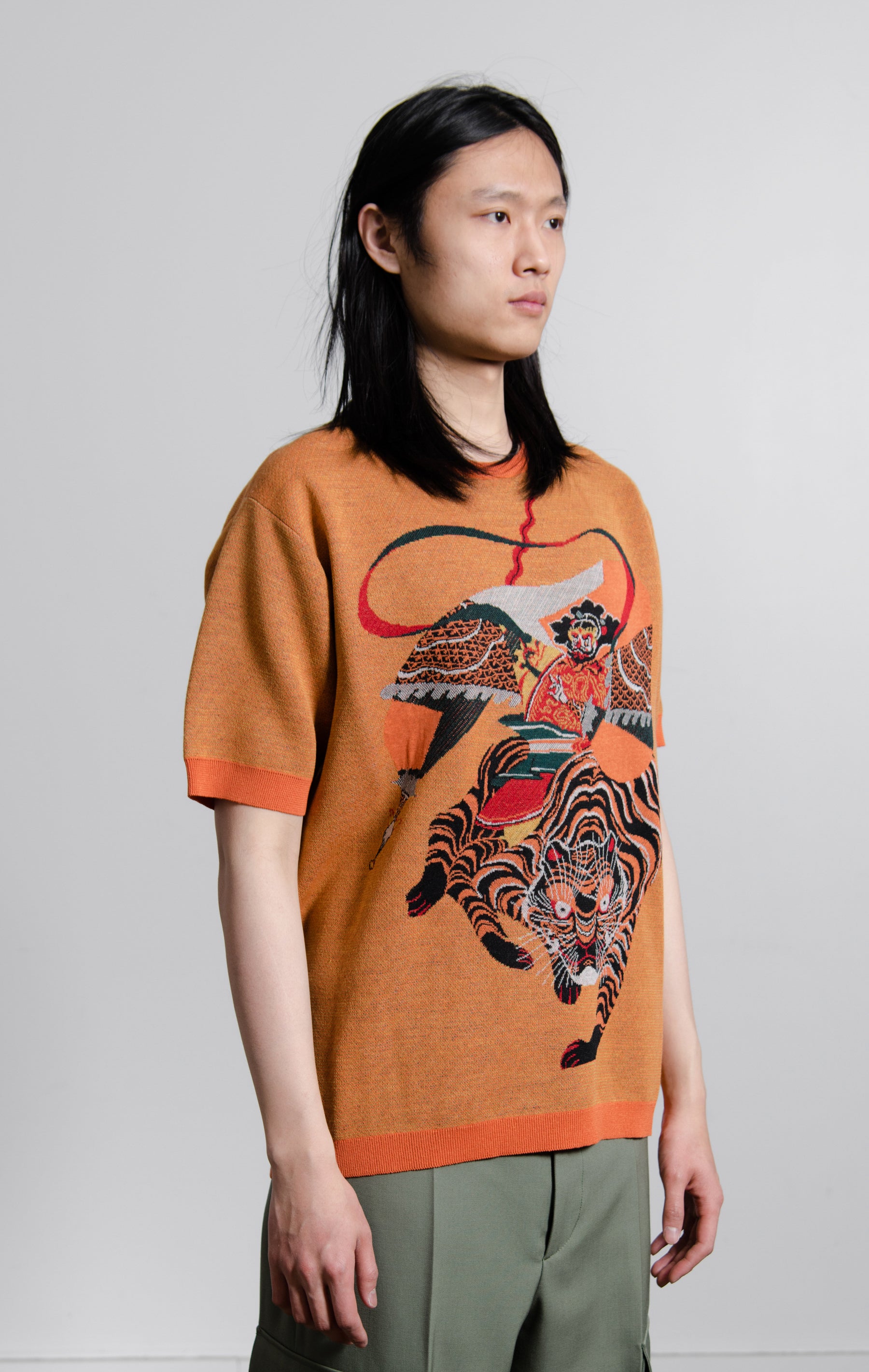 Jacquard Tiger Tee Orange N001