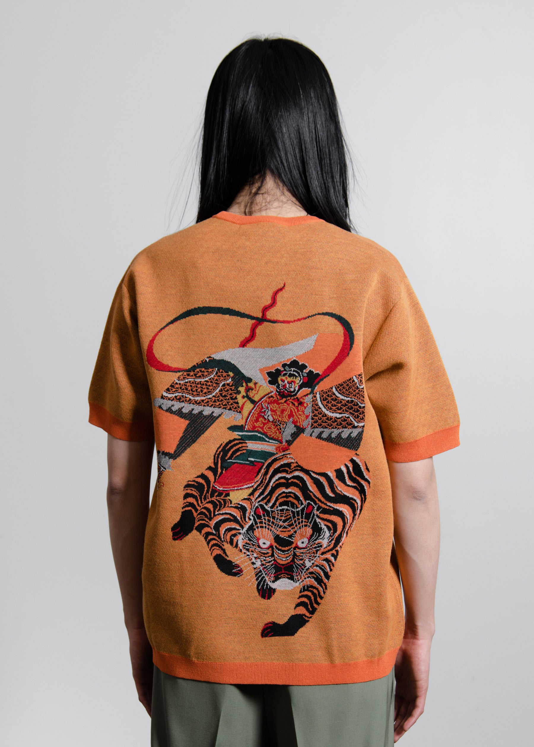 Jacquard Tiger Tee Orange N001