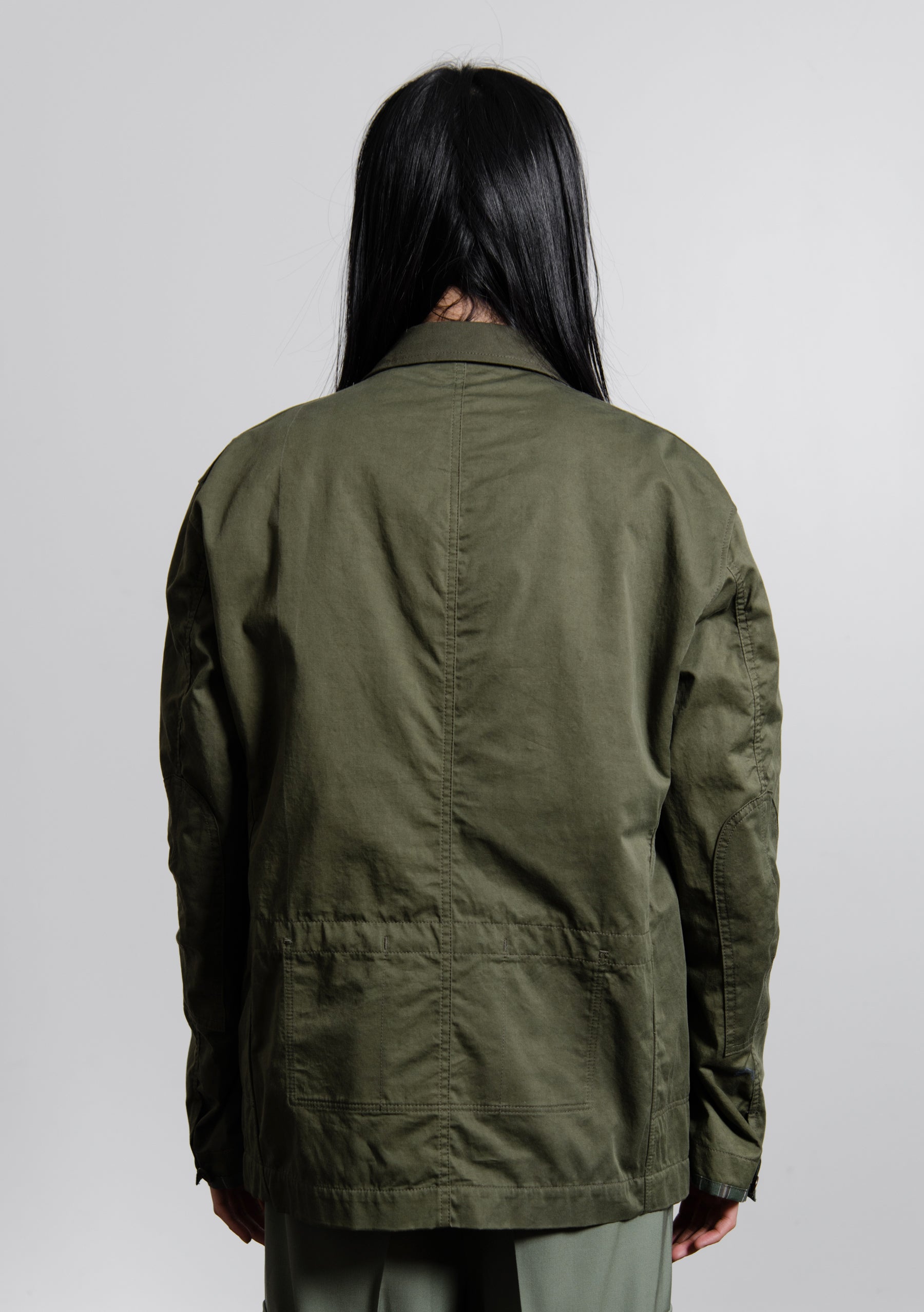 Reversible Cotton Linen Twill Jacket Olive J016