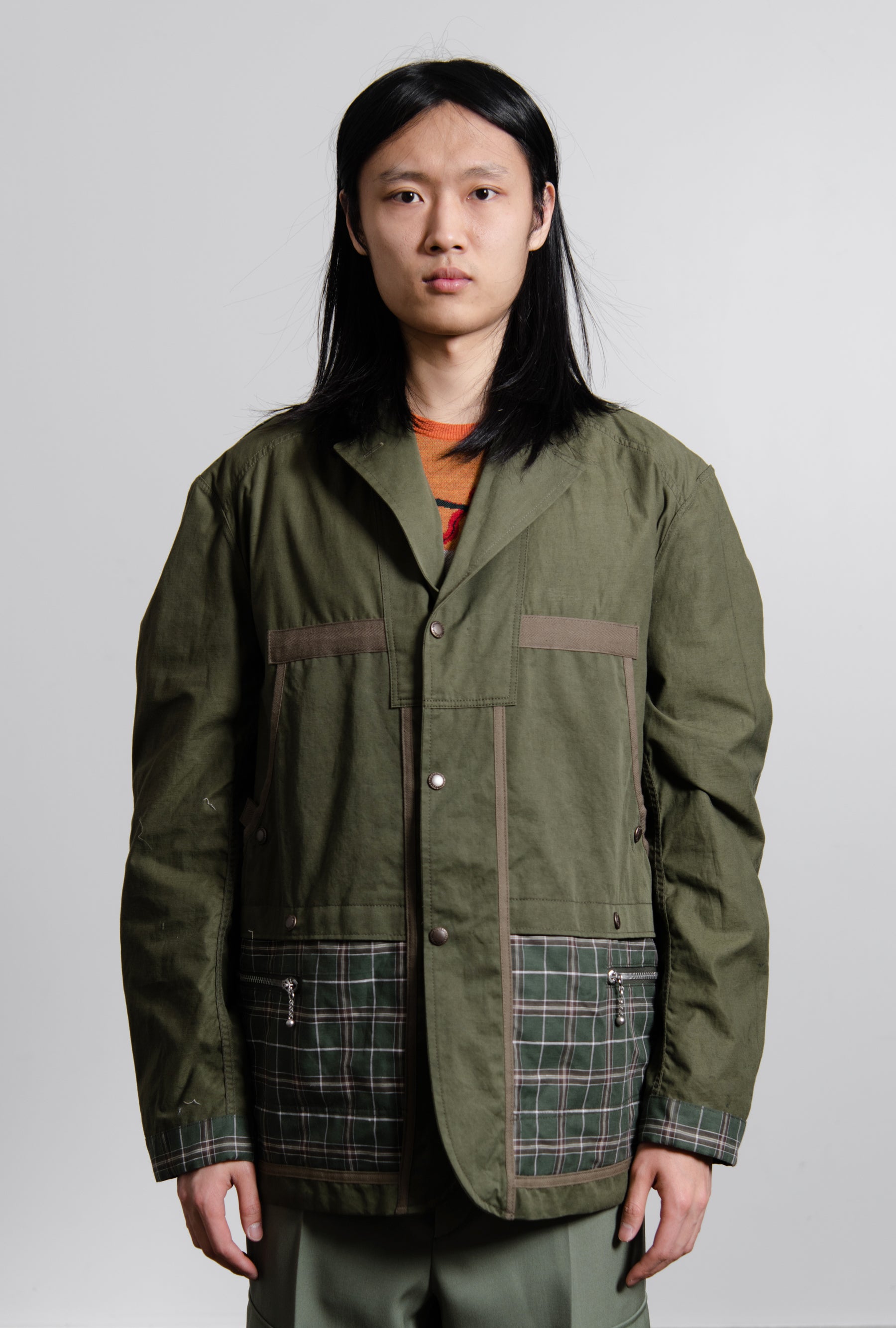 Reversible Cotton Linen Twill Jacket Olive J016