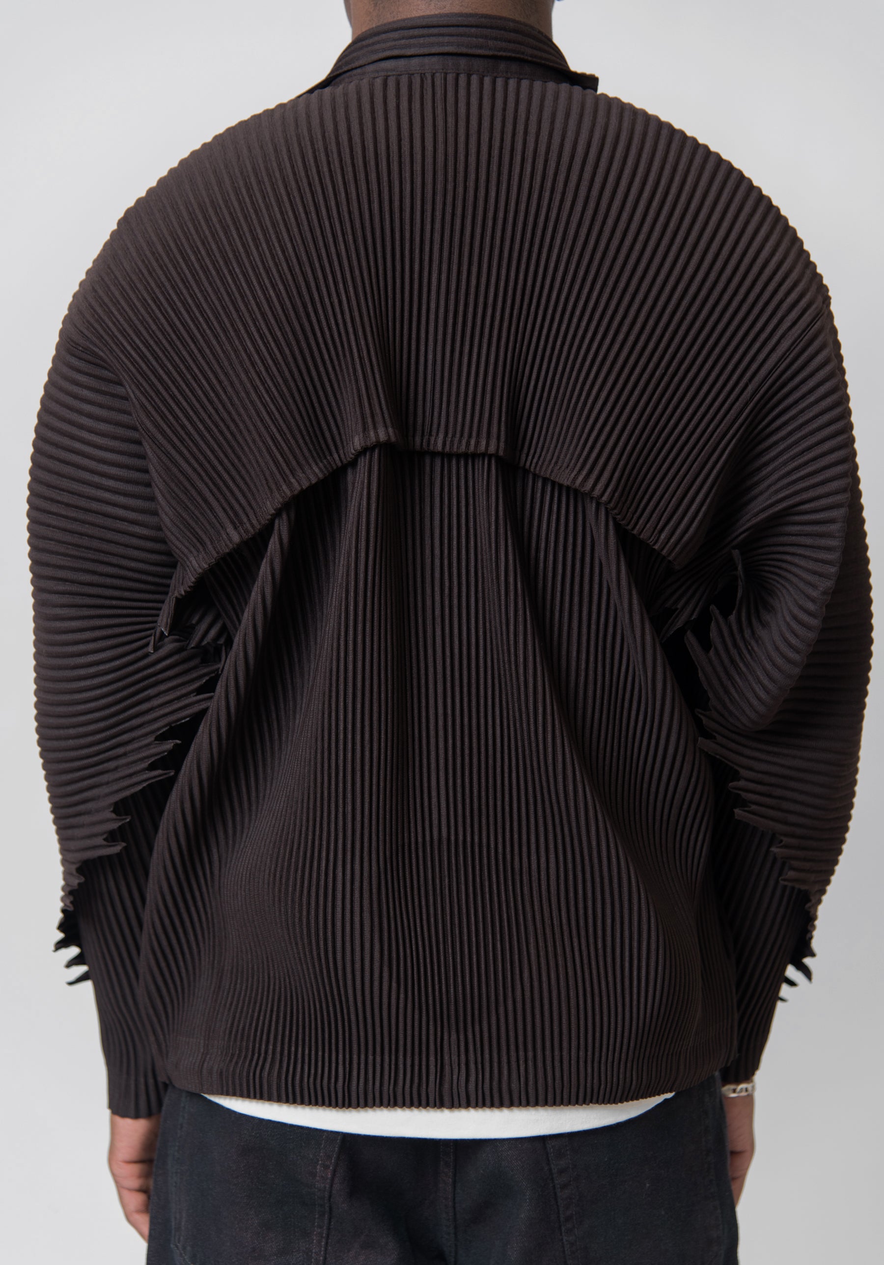 Serrate Pleated Zip Jacket Brown JC180-44