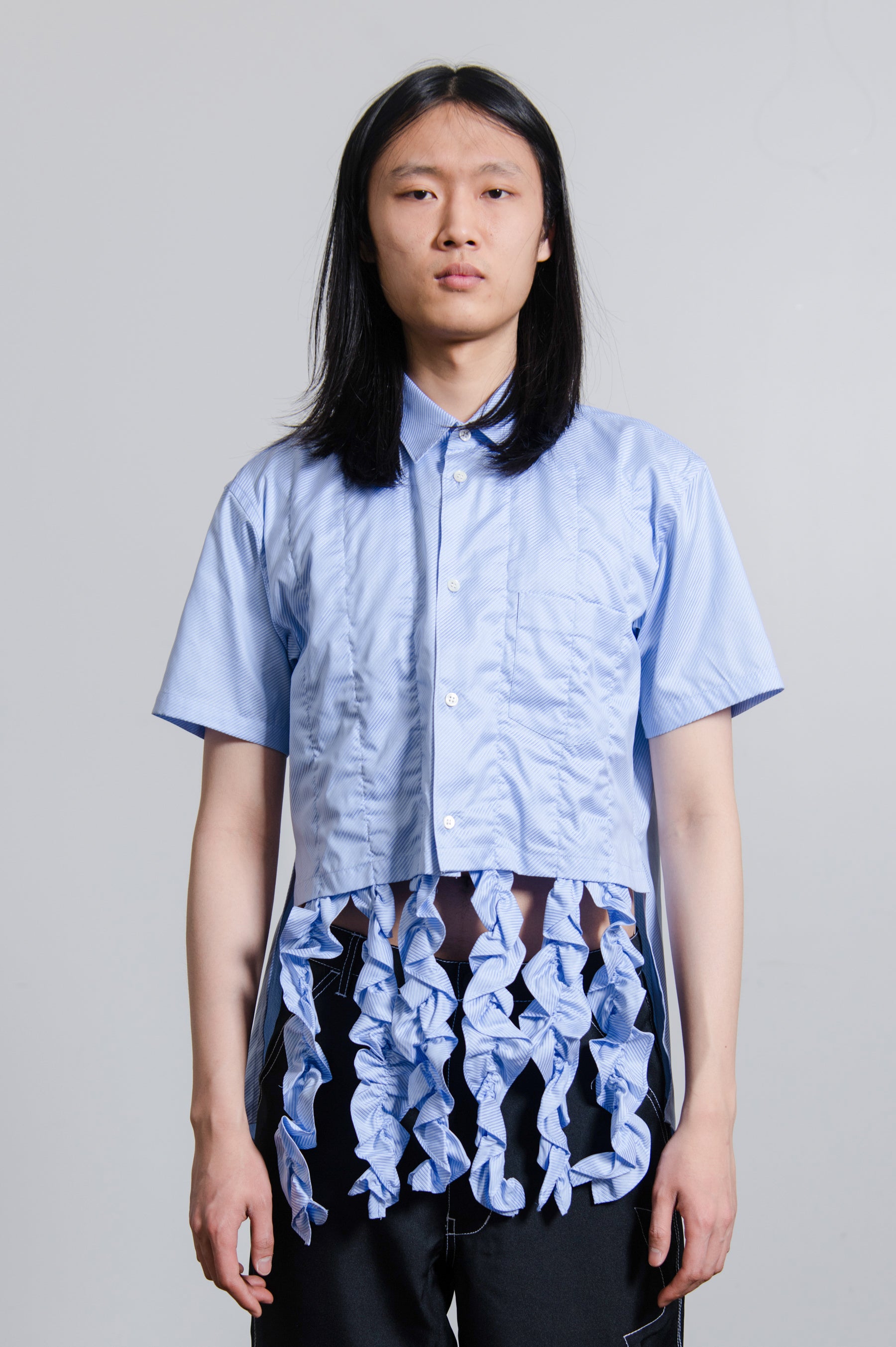 Fringe Poplin Shirt Blue B055