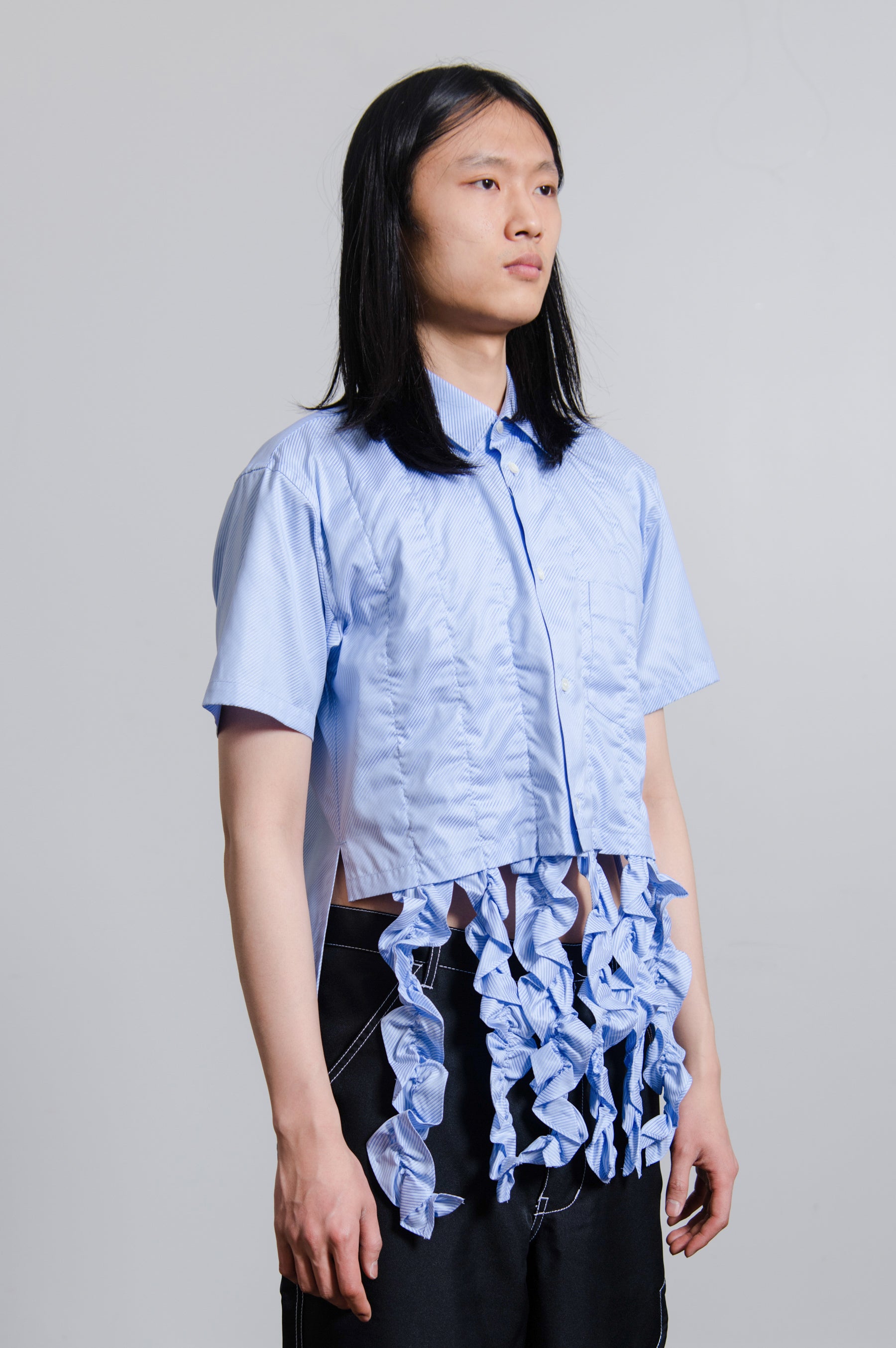 Fringe Poplin Shirt Blue B055