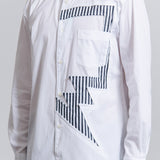 Striped Panel Poplin Shirt White/Stripe B014