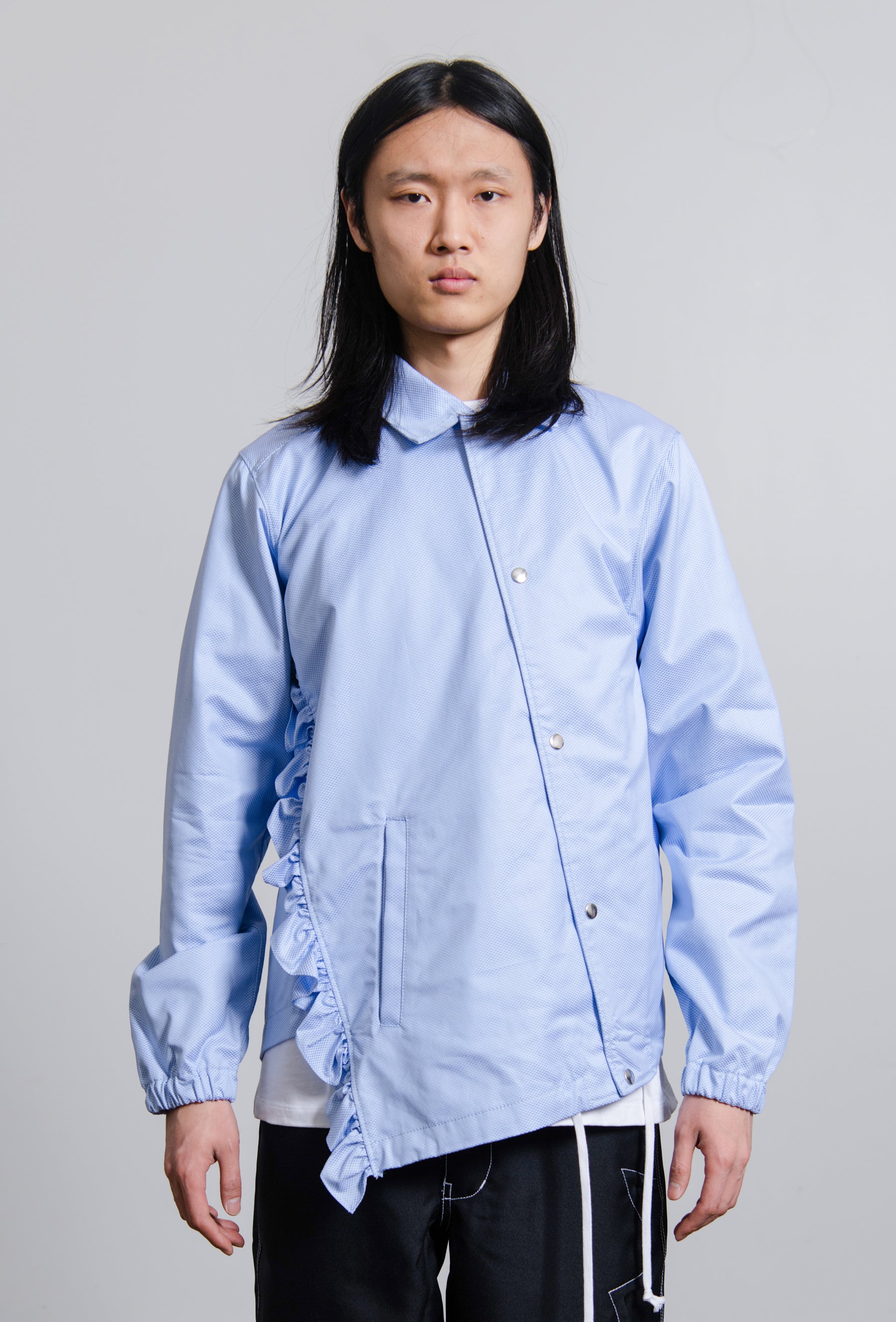 Asymmetric Coach Jacket Blue J009