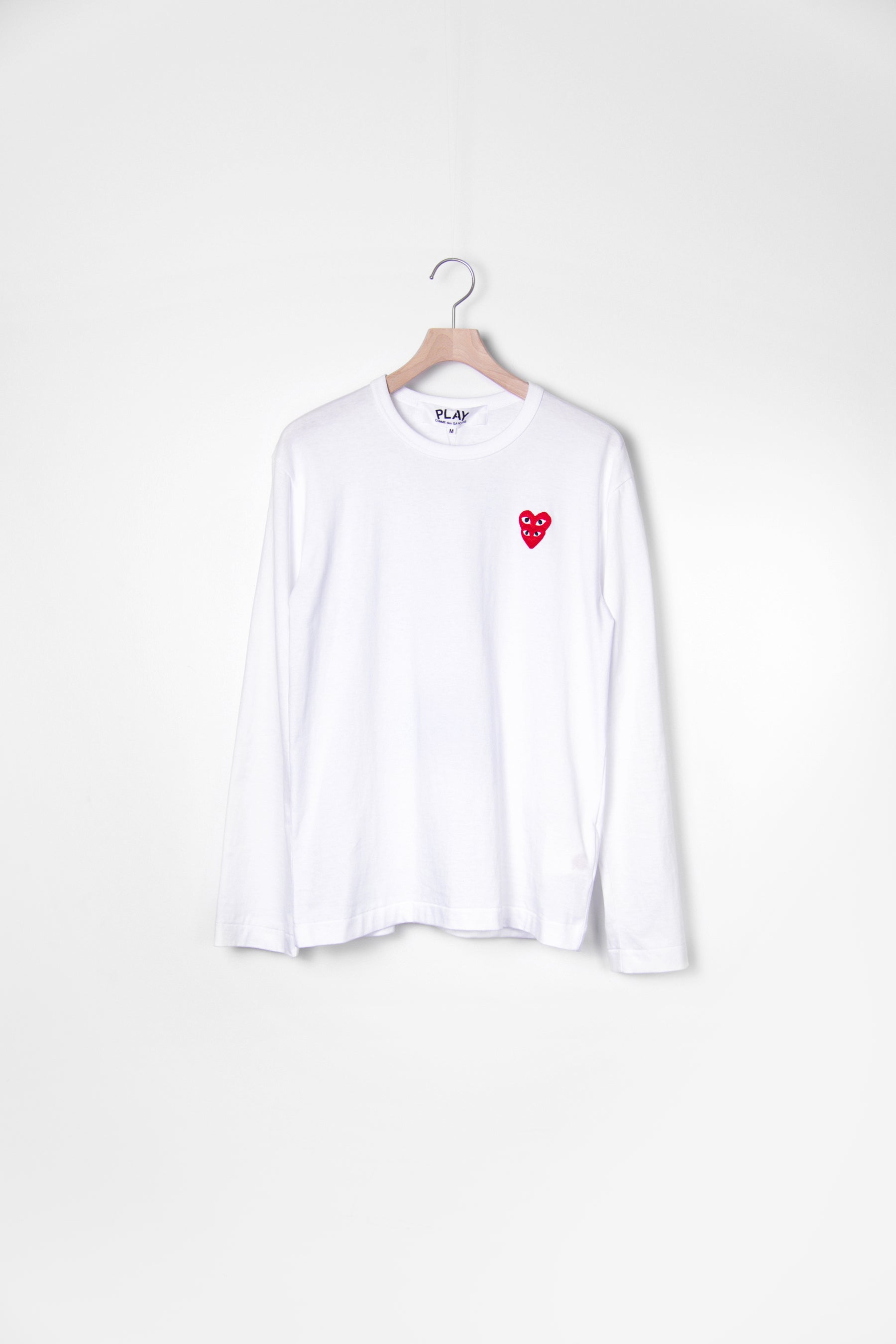 Long Sleeve Layered Double Emblem Tee White/Red T292