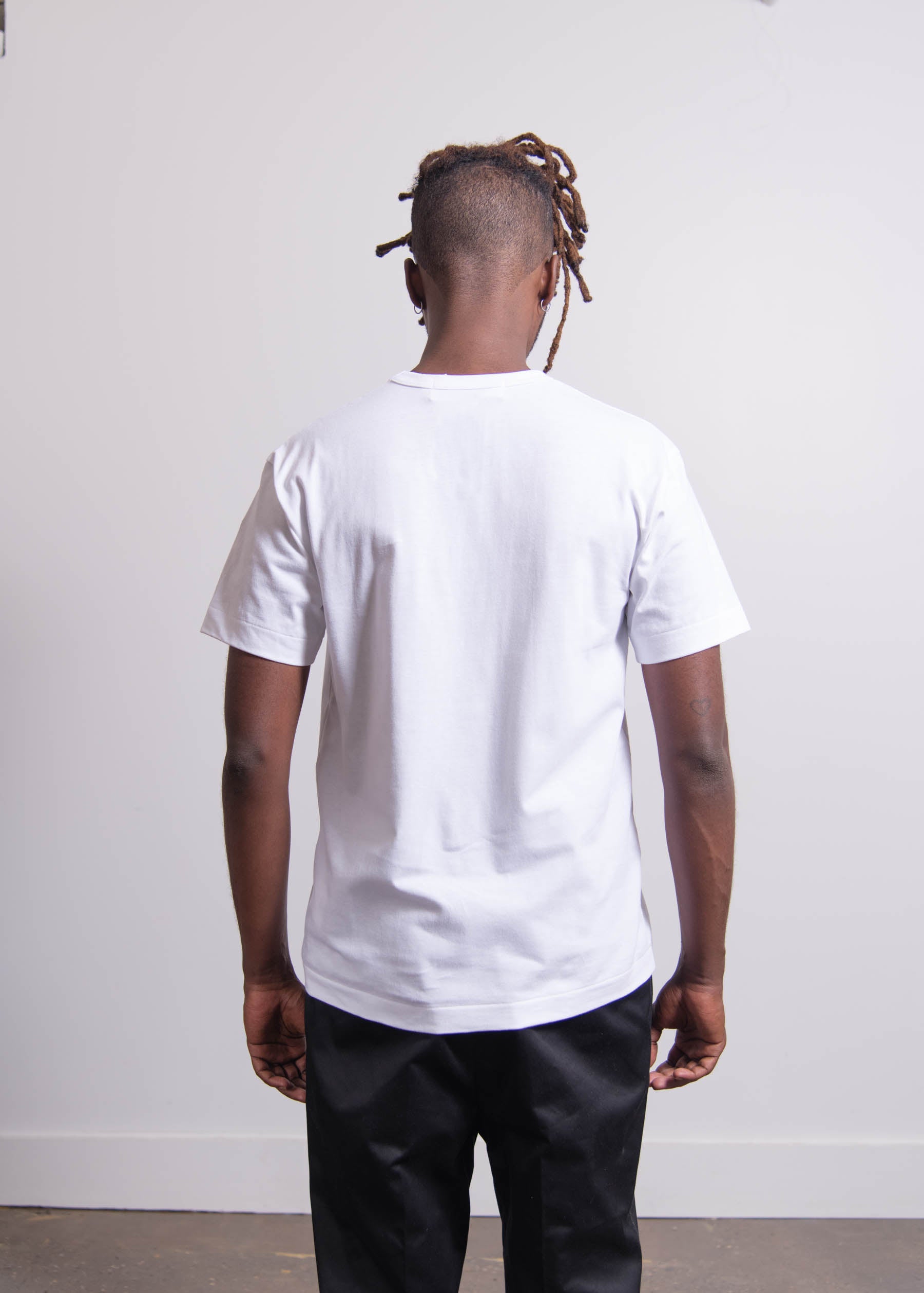 Short Sleeve Chest Print Logo Tee White/Black T068
