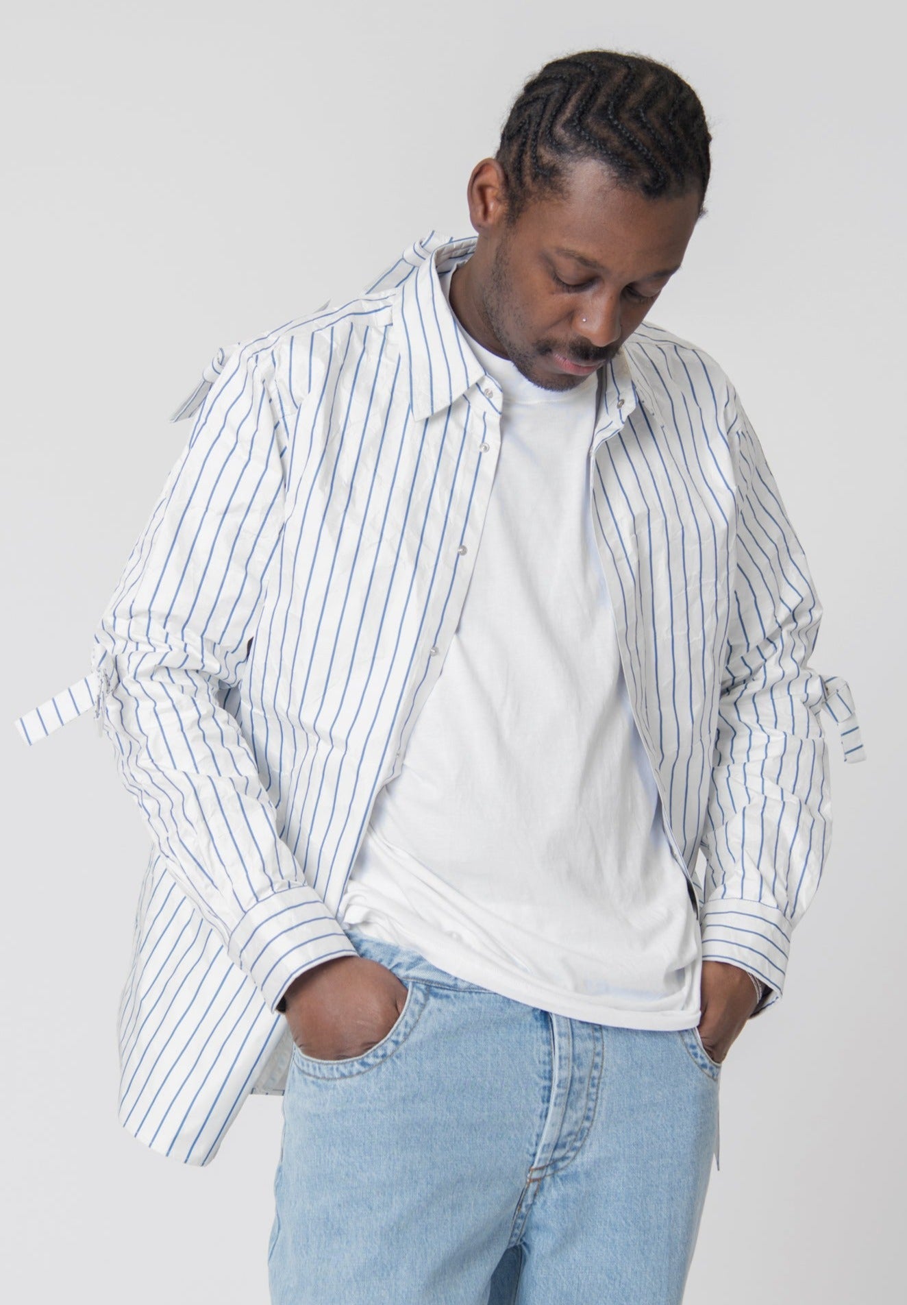 Striped Tab Shirt Blue/White SHI31
