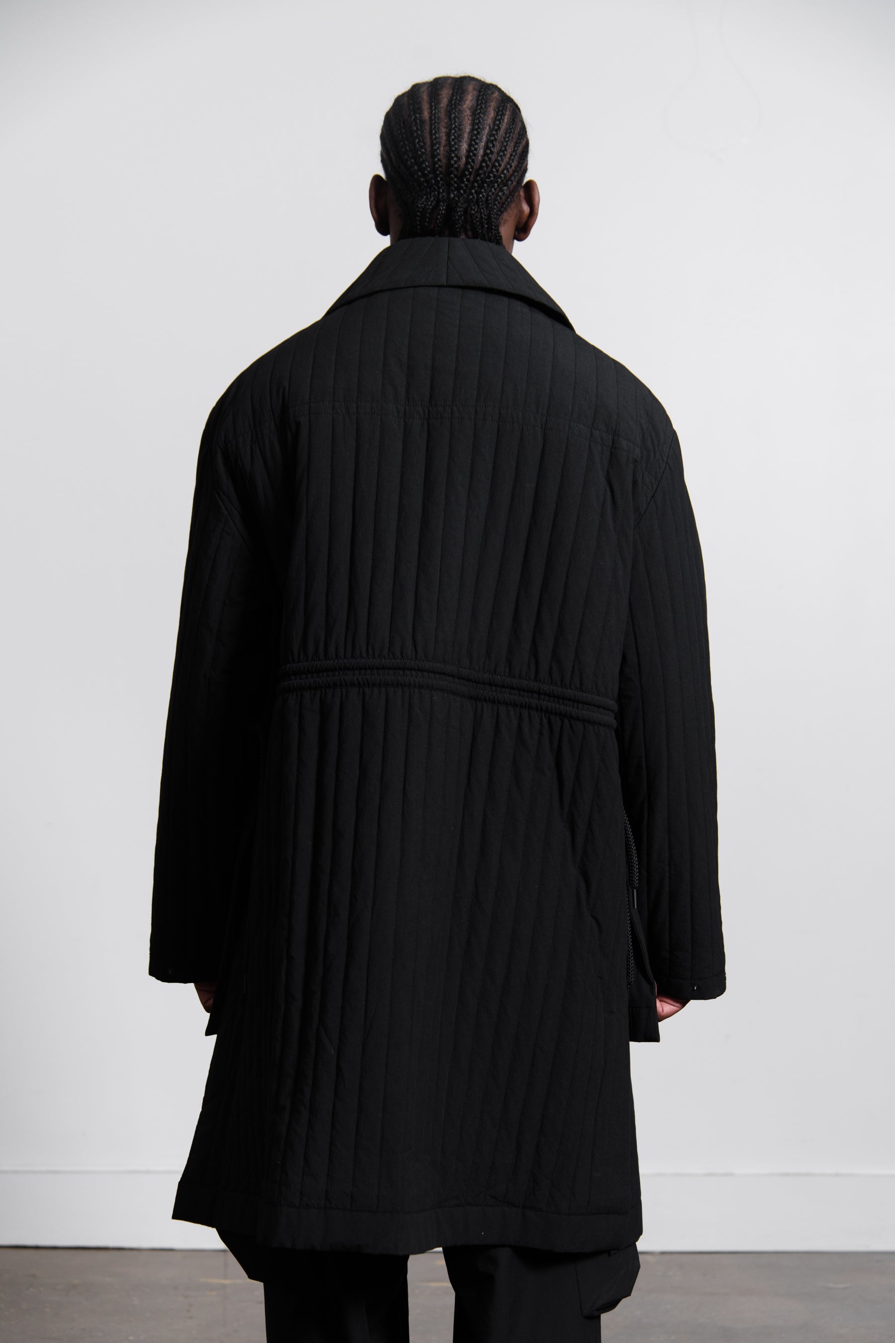Quilted Worker Coat Black