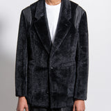 Polyester Nylon Synthetic Fur Cupro Twill Coat Black