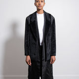 Polyester Nylon Synthetic Fur Cupro Twill Coat Black