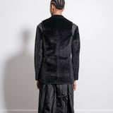 Polyester Nylon Synthetic Fur Cupro Twill Coat Black