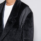 Polyester Nylon Synthetic Fur Cupro Twill Coat Black