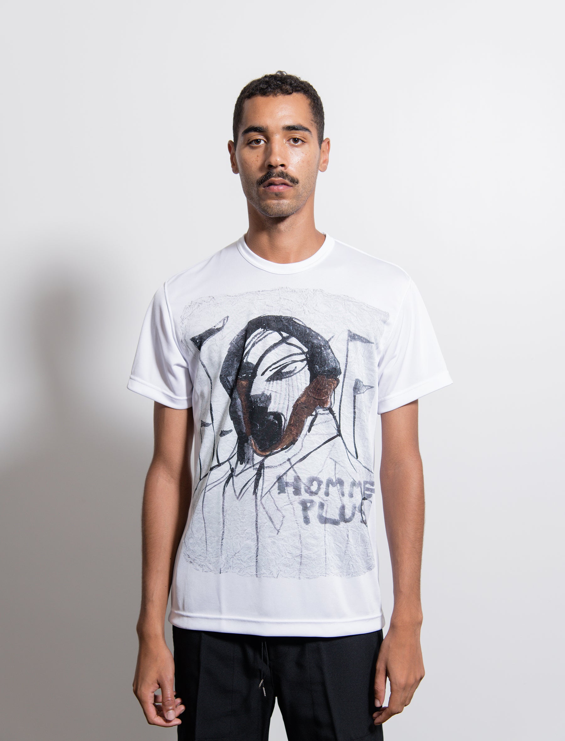 Polyester Jersey Print Tee White/Black