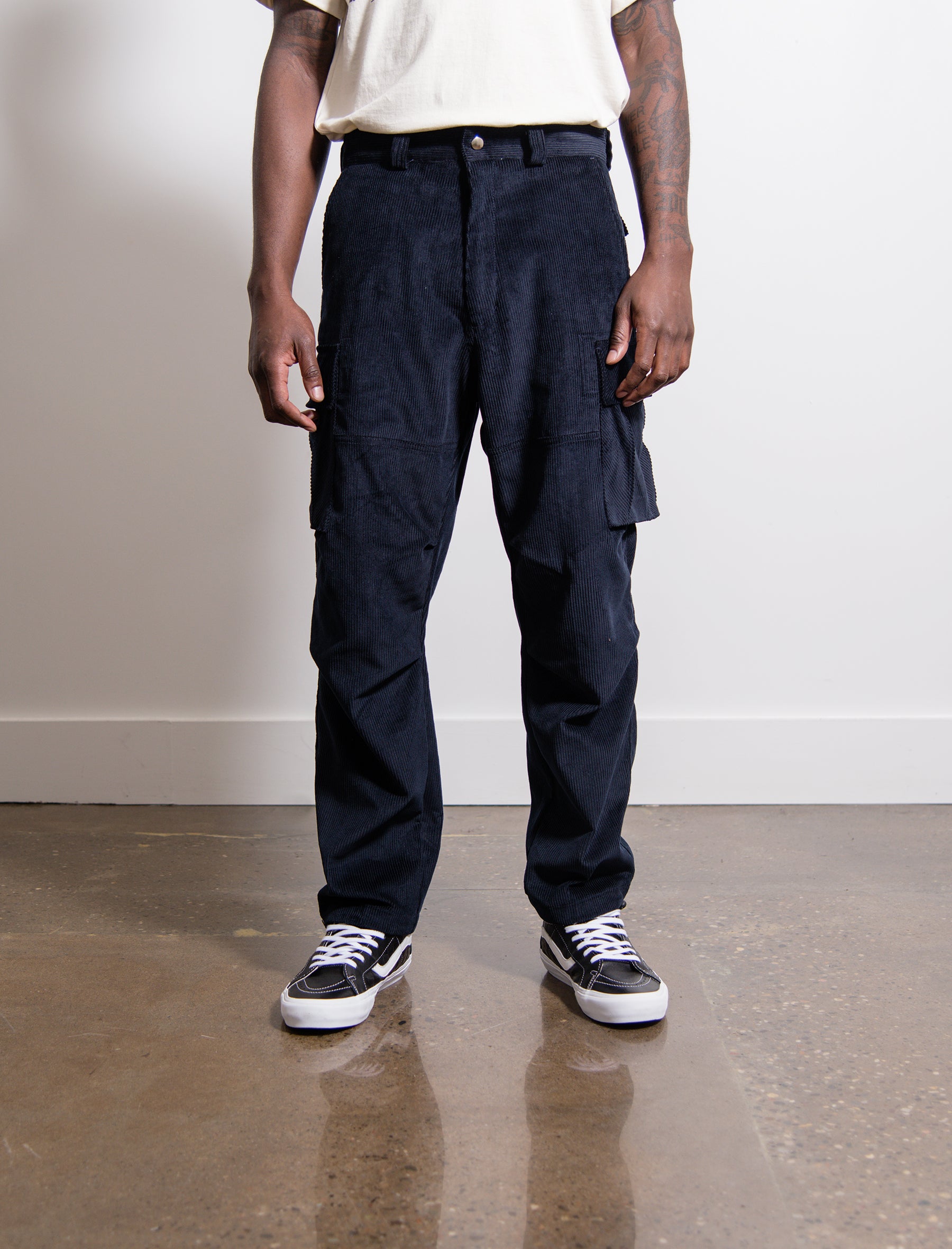 Cotton corduroy cargo pants in green - Acne Studios