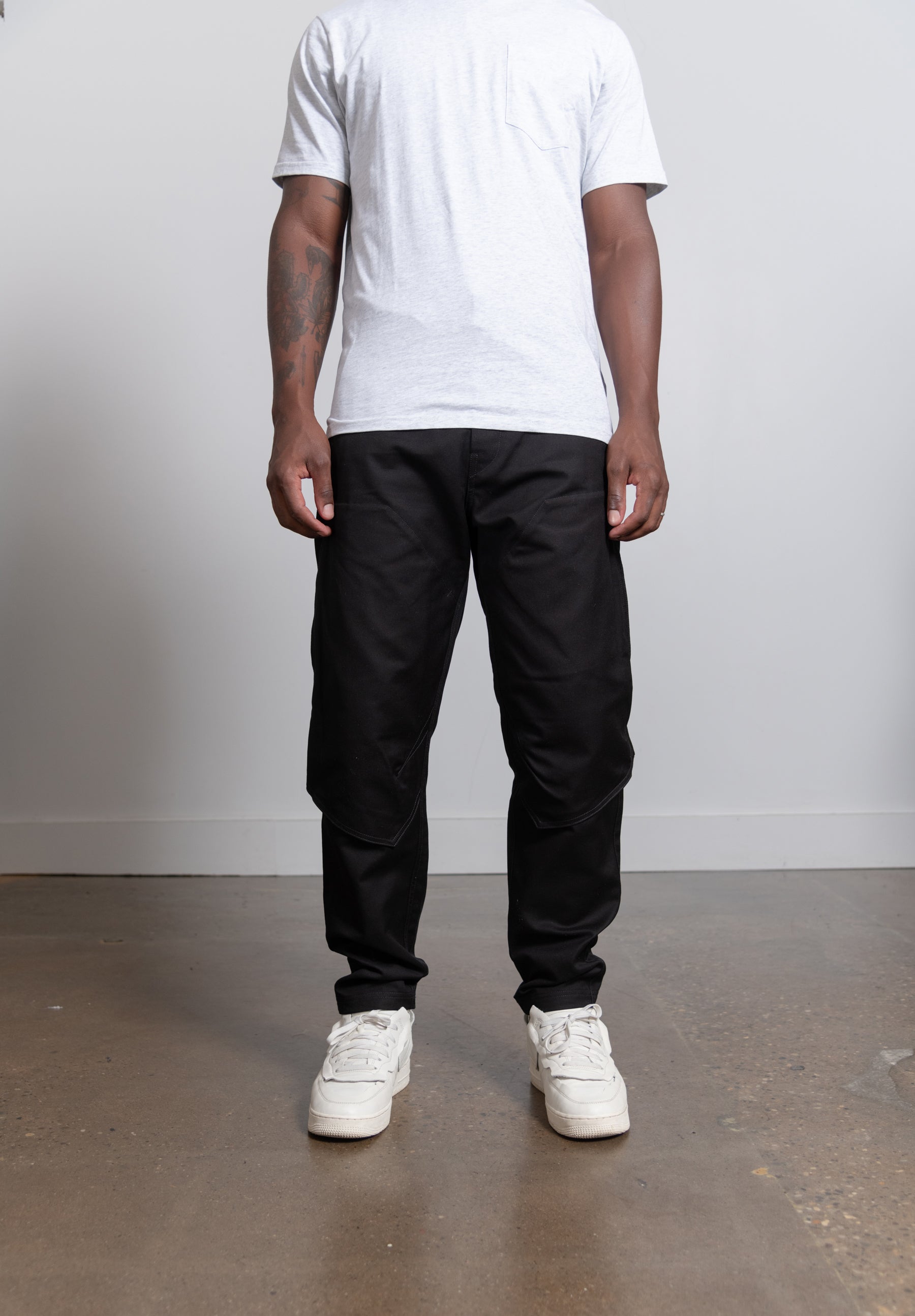 Textured Cotton Workwear Pant Black 30409