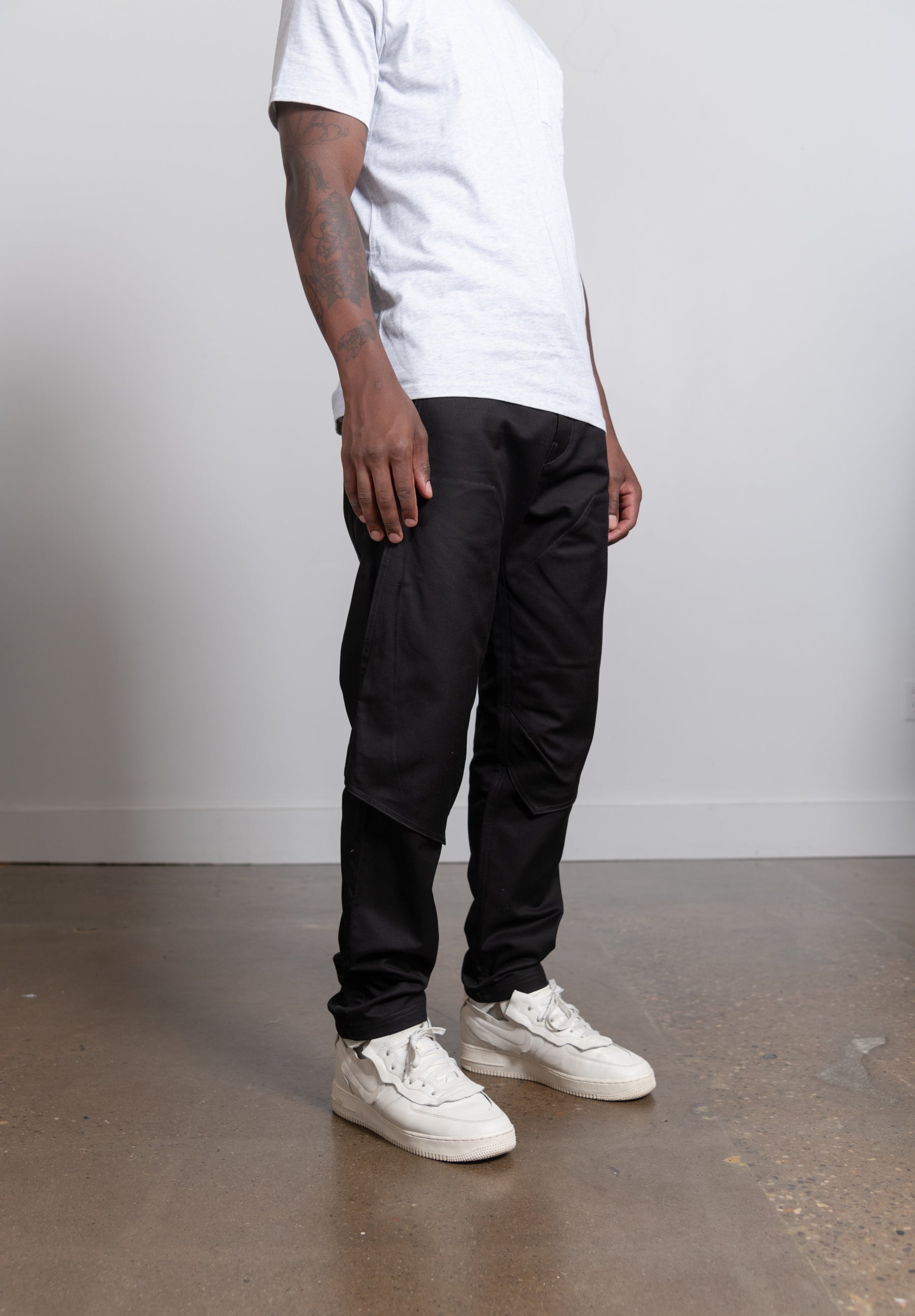 Textured Cotton Workwear Pant Black 30409