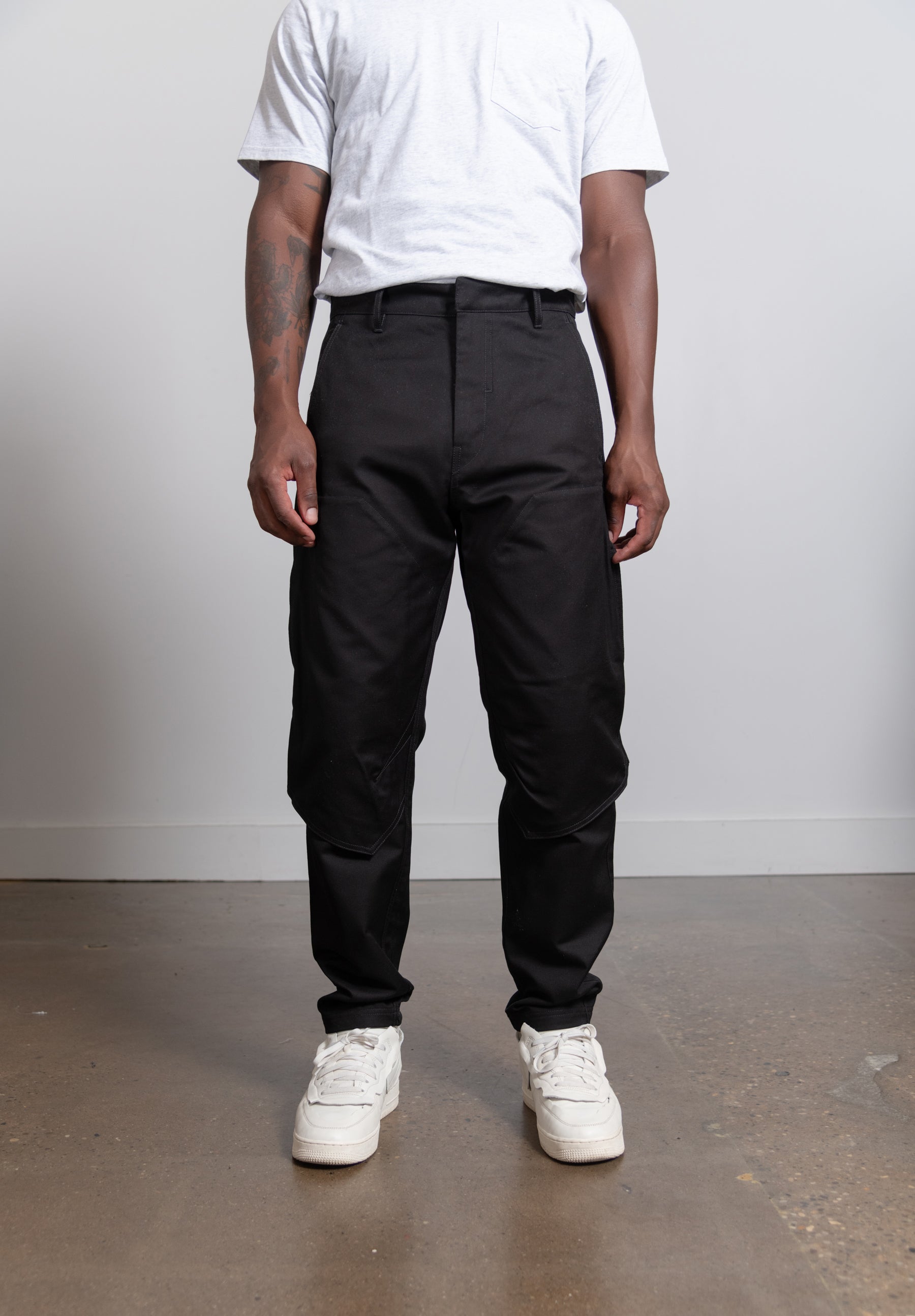 Textured Cotton Workwear Pant Black 30409